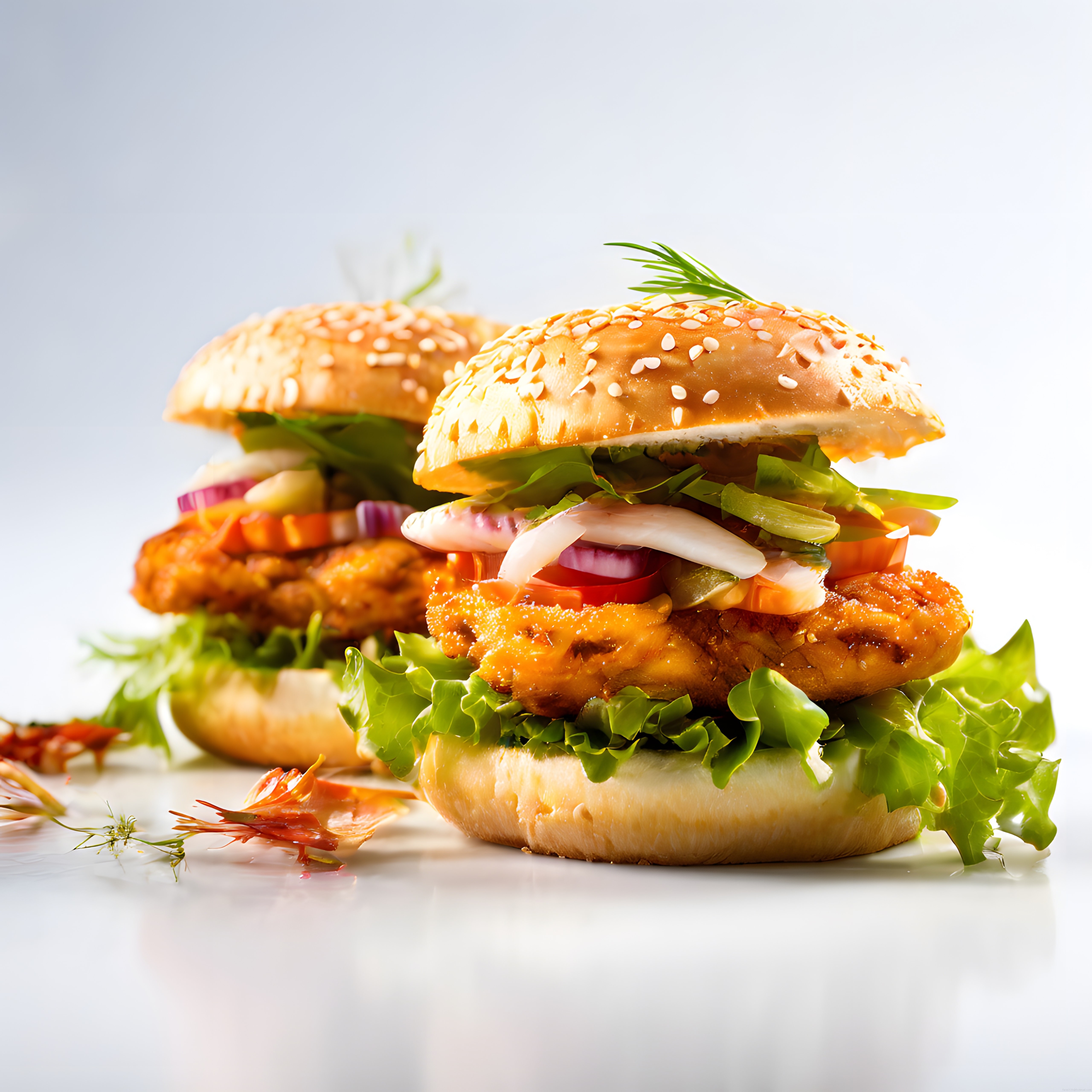 Çıtır Tavuk Burger Tarifi: Susamlı Ekmek ve Taze Sebzelerle Muhteşem Sunum