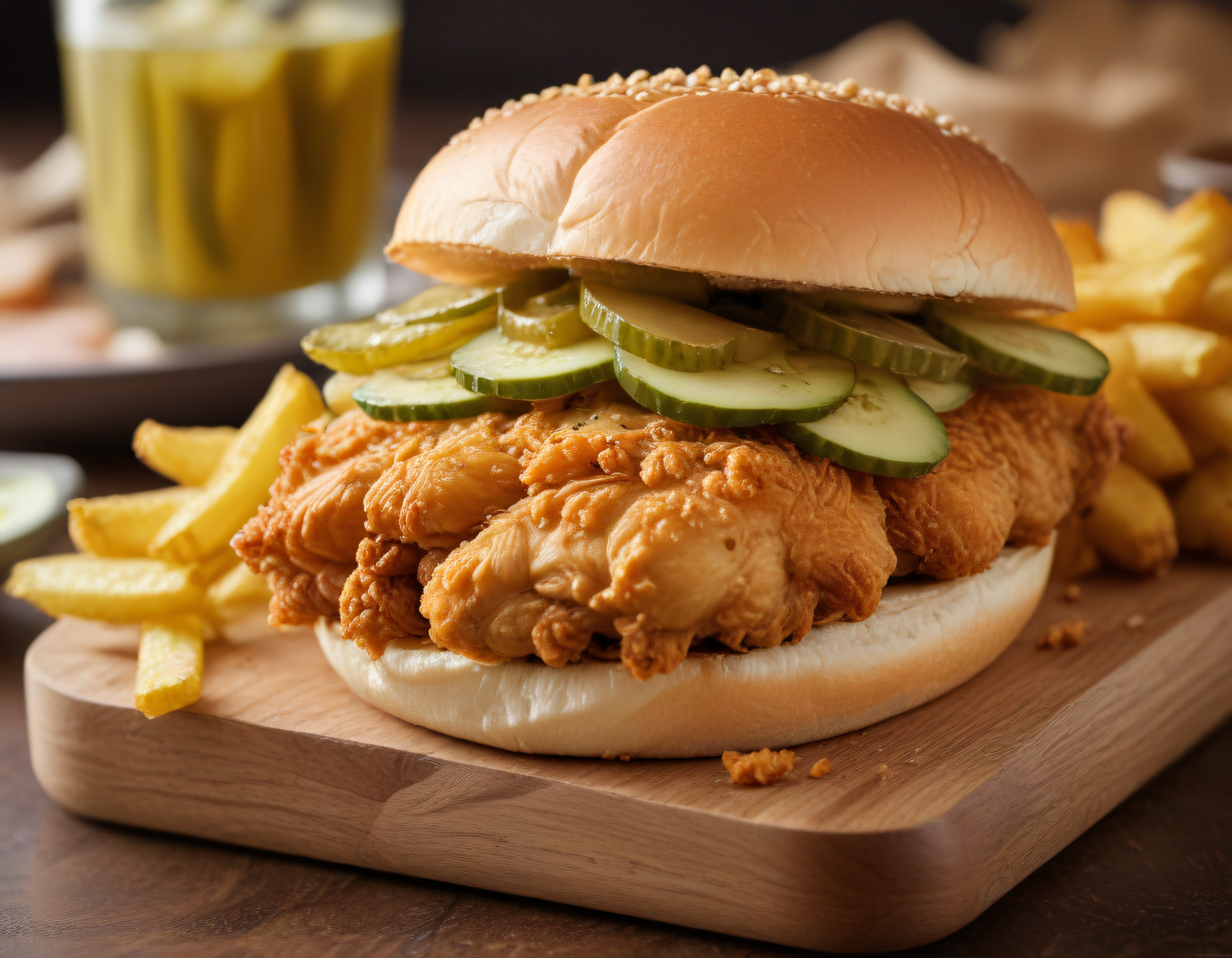 çıtır tavuk but burger patates kızartması ve soğuk bira ile lezzet şöleni