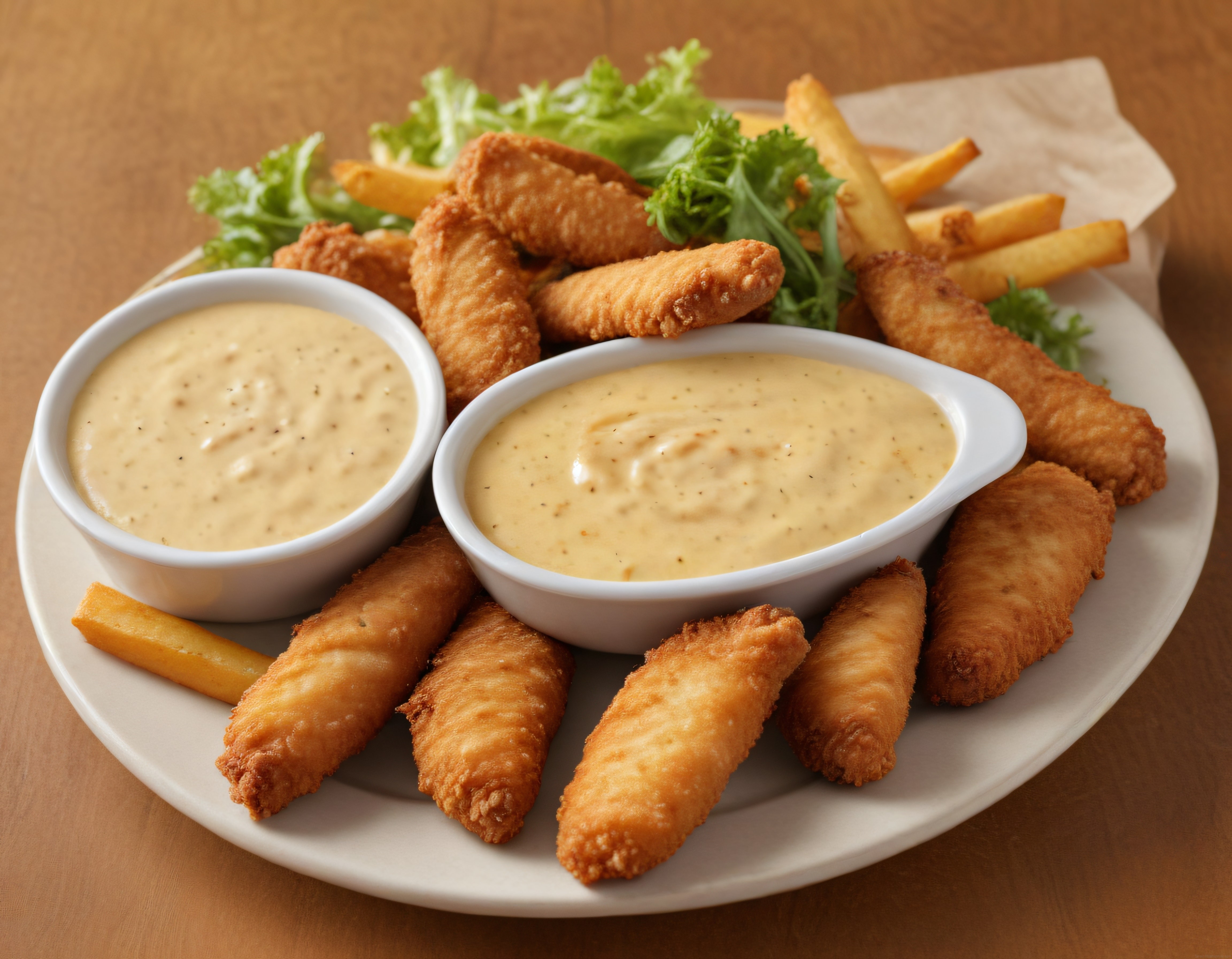 Çıtır Tavuk, Patates Kızartması ve Özel Soslarla Lezzetli Fast Food Tabağı