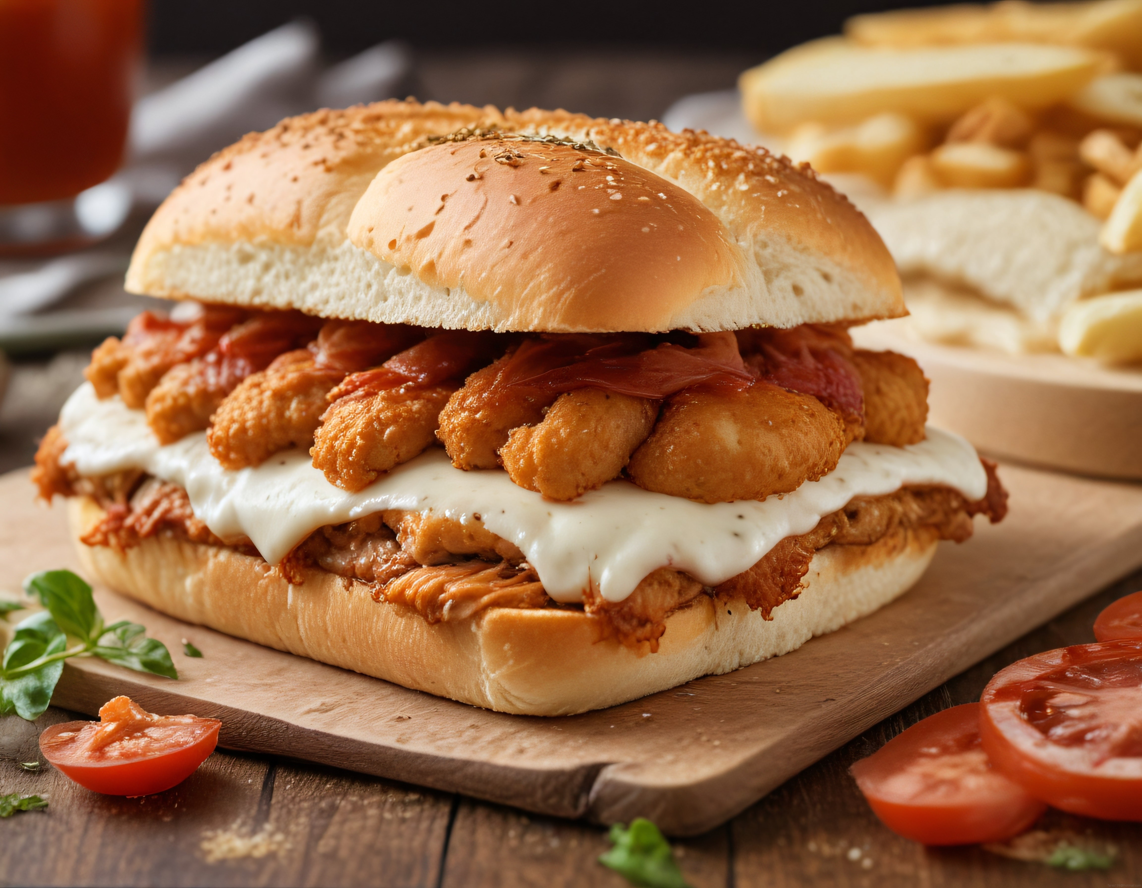 Çıtır Tavuklu Sandviç: Erimiş Peynir ve Barbekü Soslu Ev Yapımı Burger