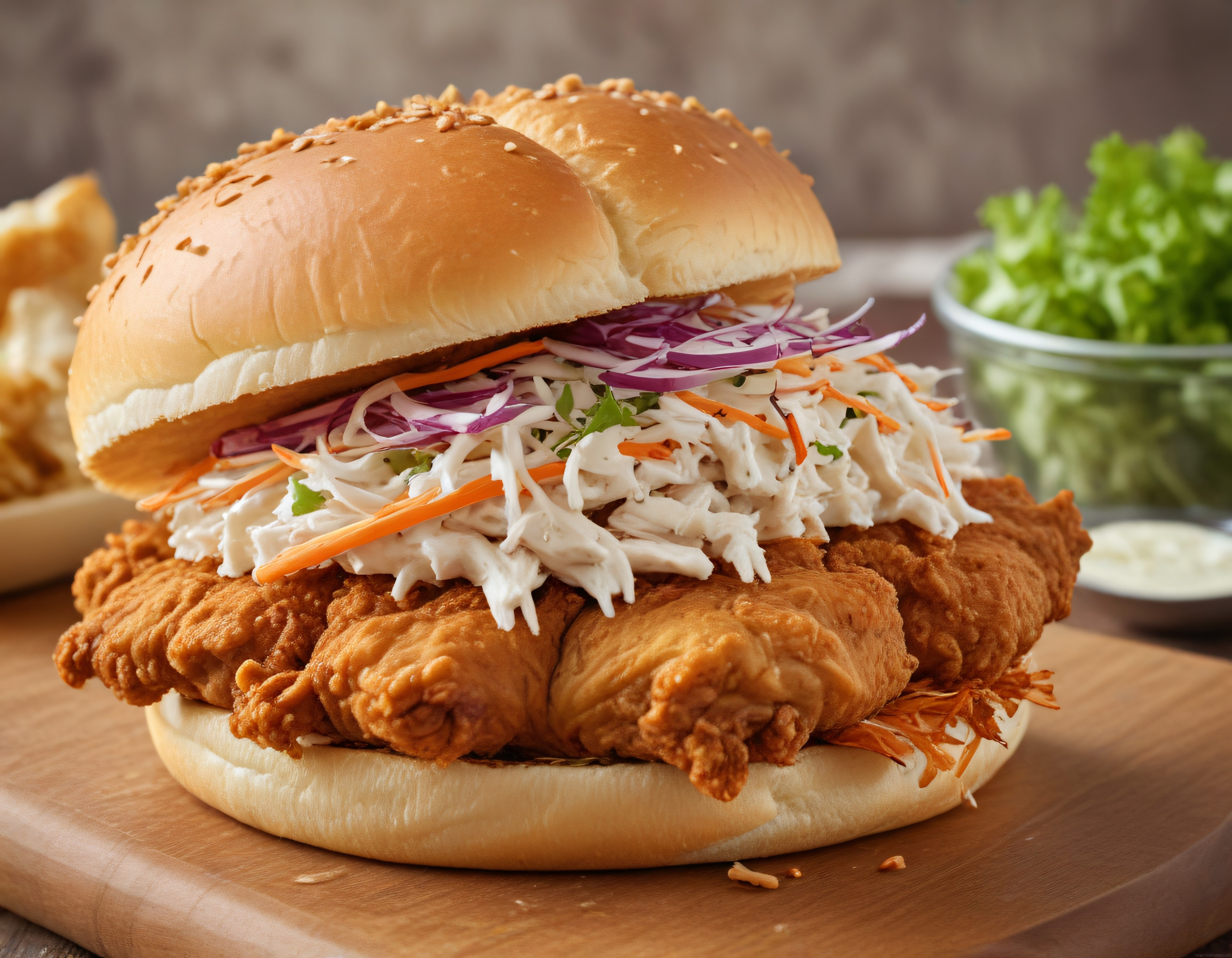 Çıtır Tavuklu Sandviç Tarifi: Kızarmış Tavuk, Coleslaw ve Özel Sos ile Çıtır Tavuklu Sandviç Tarifi: Kızarmış Tavuk, Coleslaw ve Özel Sos ile