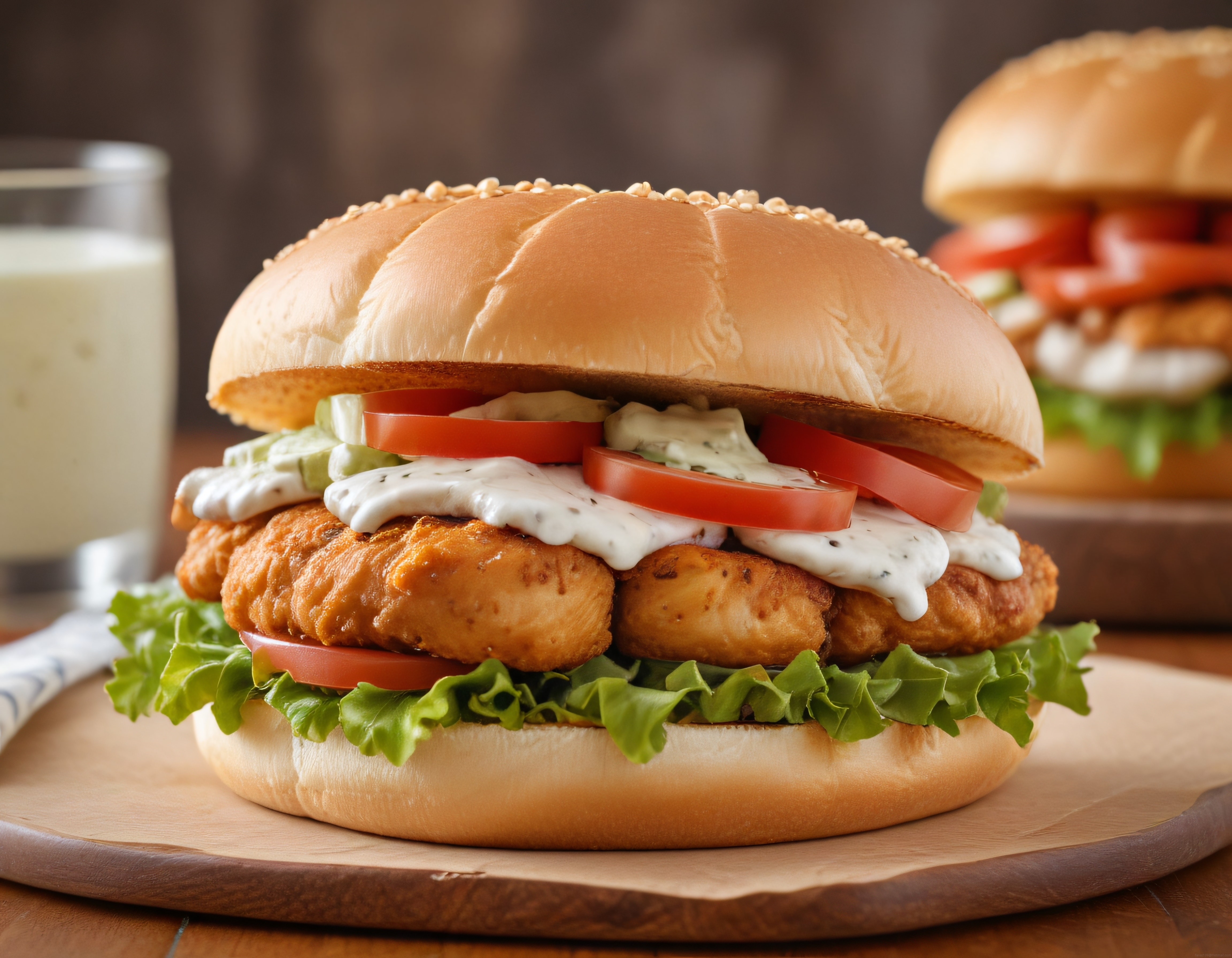 Çıtır Yengeç Köftesi, Taze Marul ve Domatesle Süslenmiş Gourmet Burger