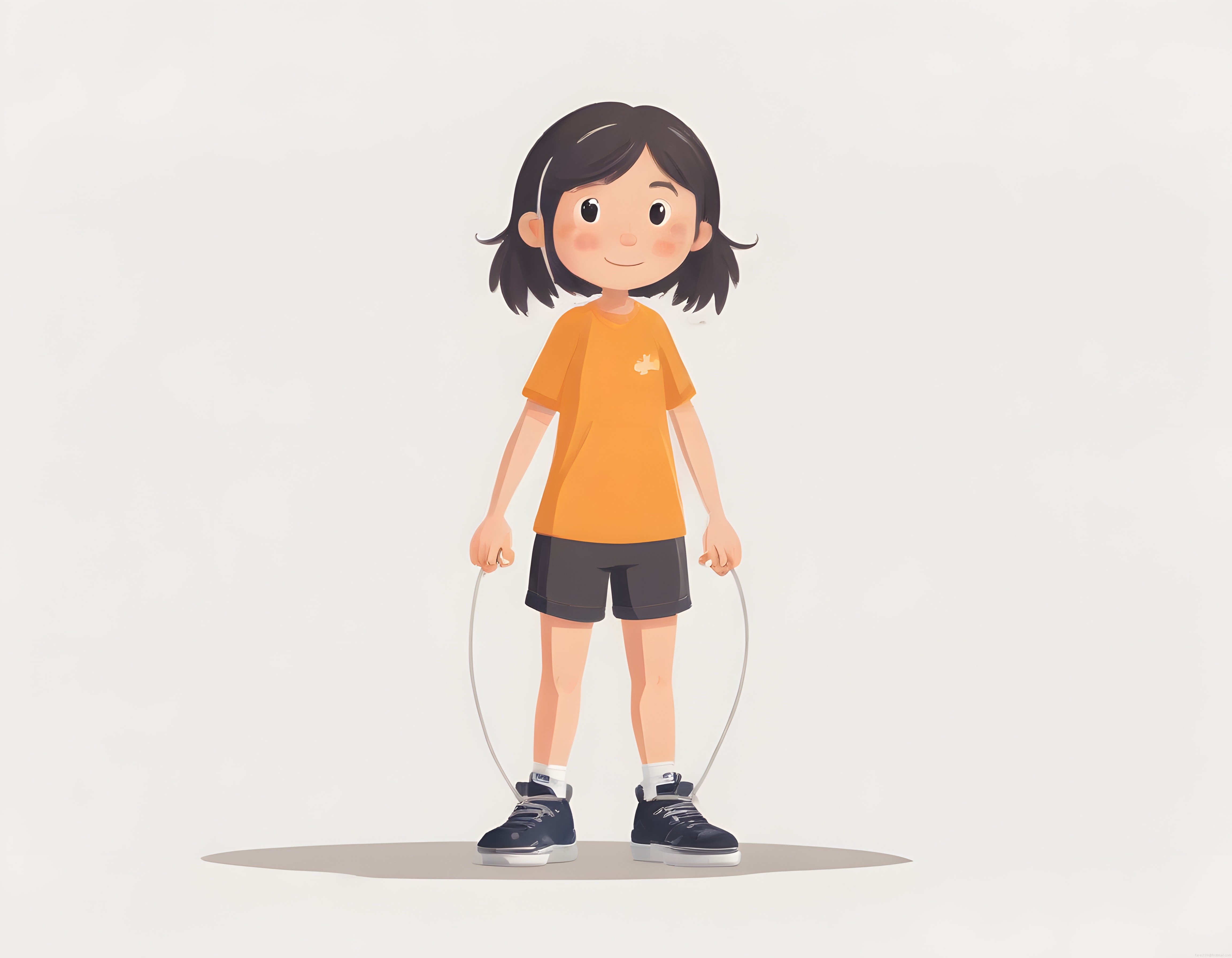 Çizgi Film Stili Spor Yapan Kız Karakter – Minimalist Dijital İllüstrasyon