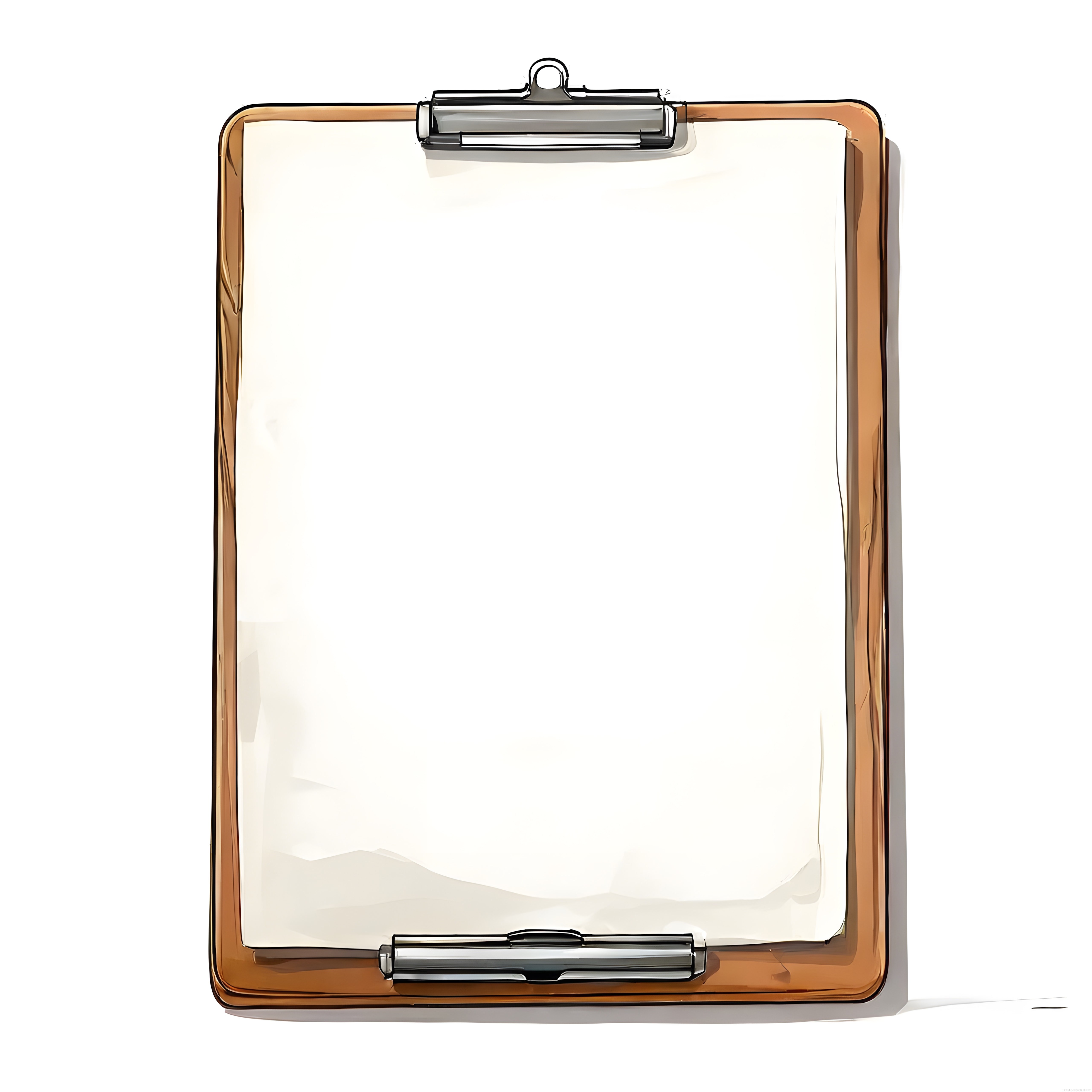 Çizim tarzında boş kağıtlı ahşap clipboard ve metal kalem görseli