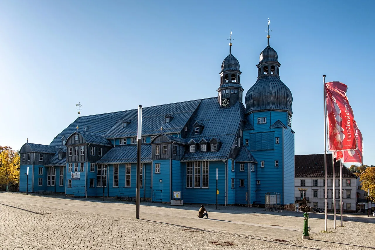 Clausthal-Zellerfeld Market Kilisesi - tarihi ahşap mimari