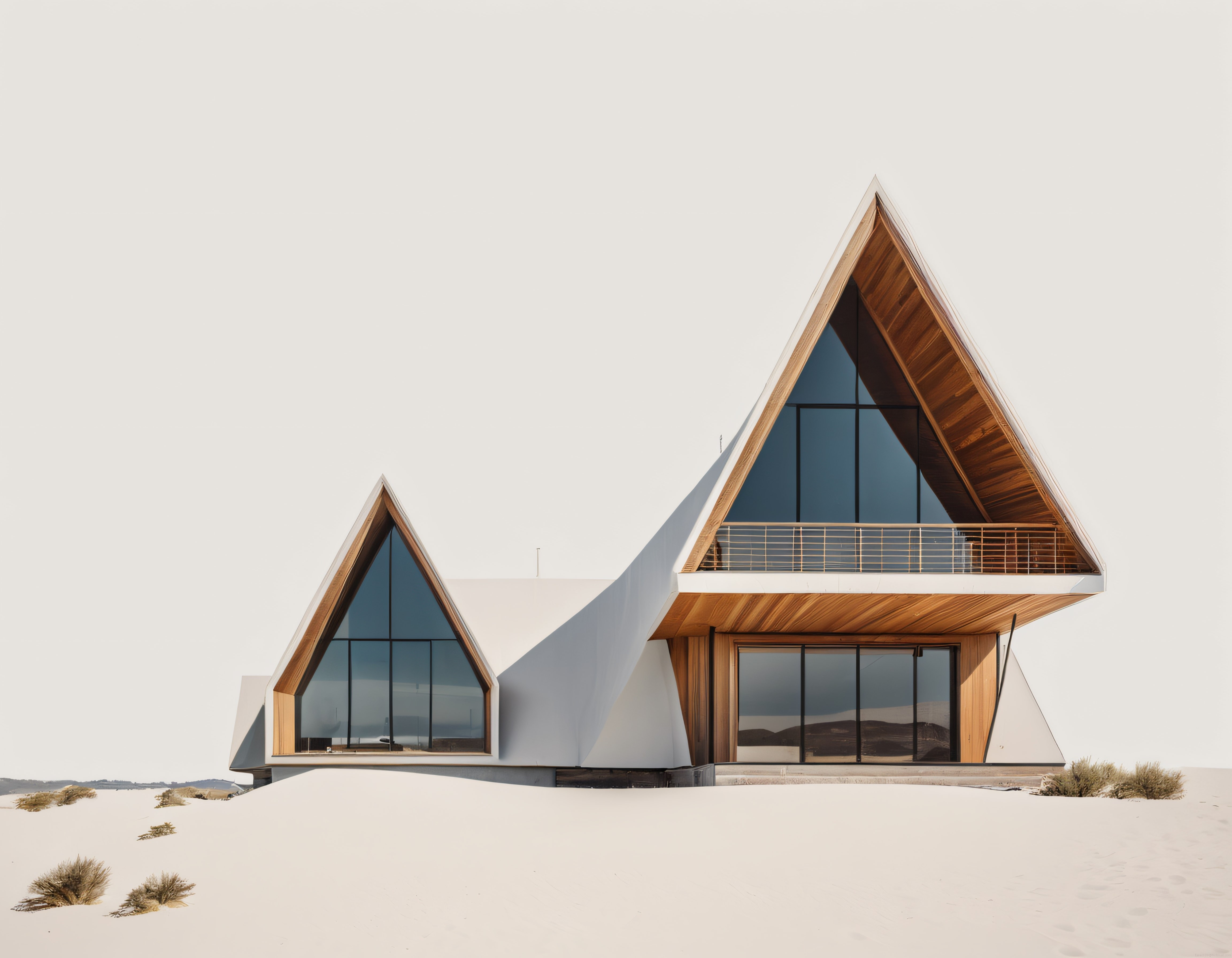 Çölde Minimalist Tasarımıyla Dikkat Çeken Modern Ahşap Çatılı Lüks Villa