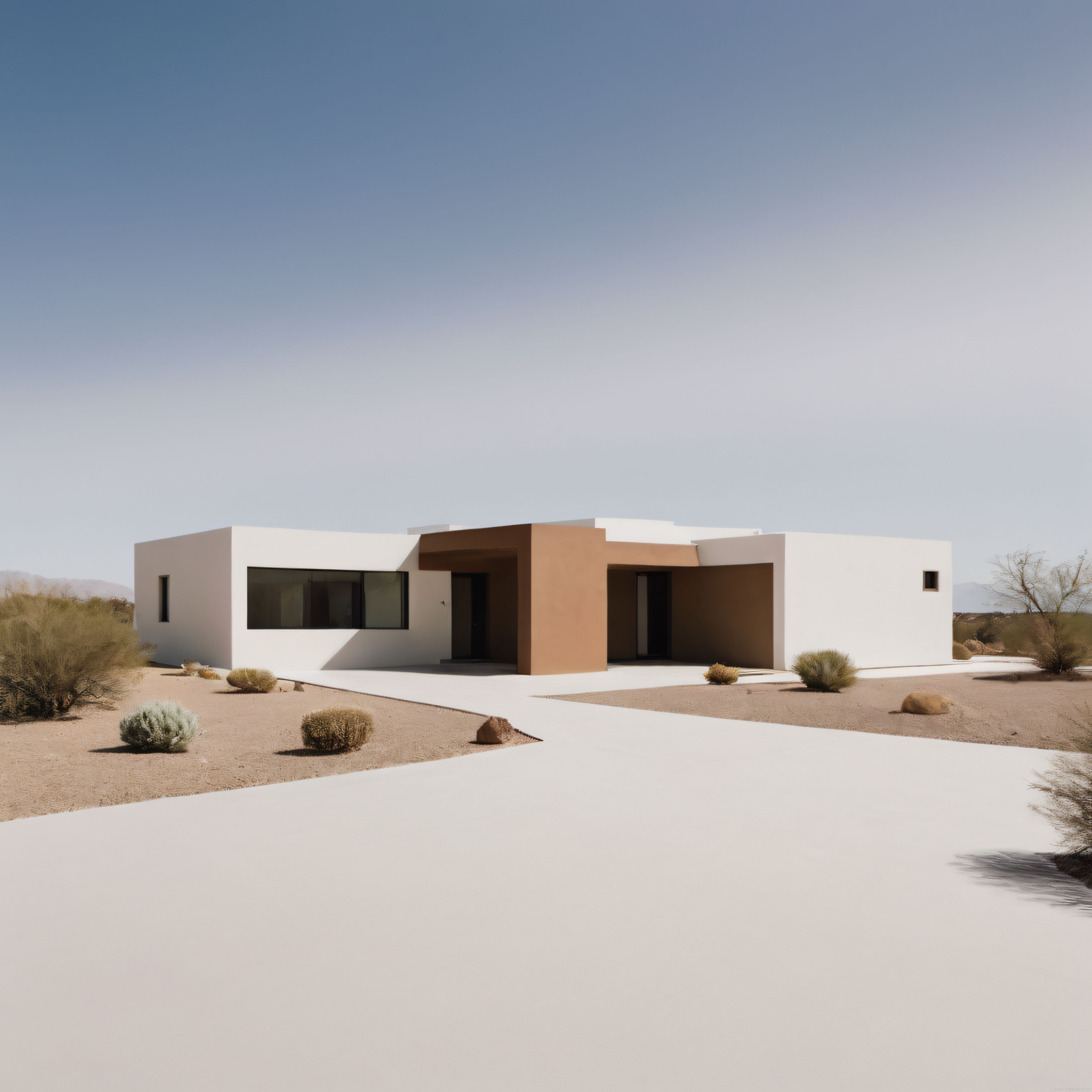 Çölde Modern Minimalist Villa: Toprak Tonlarında Sürdürülebilir Mimari