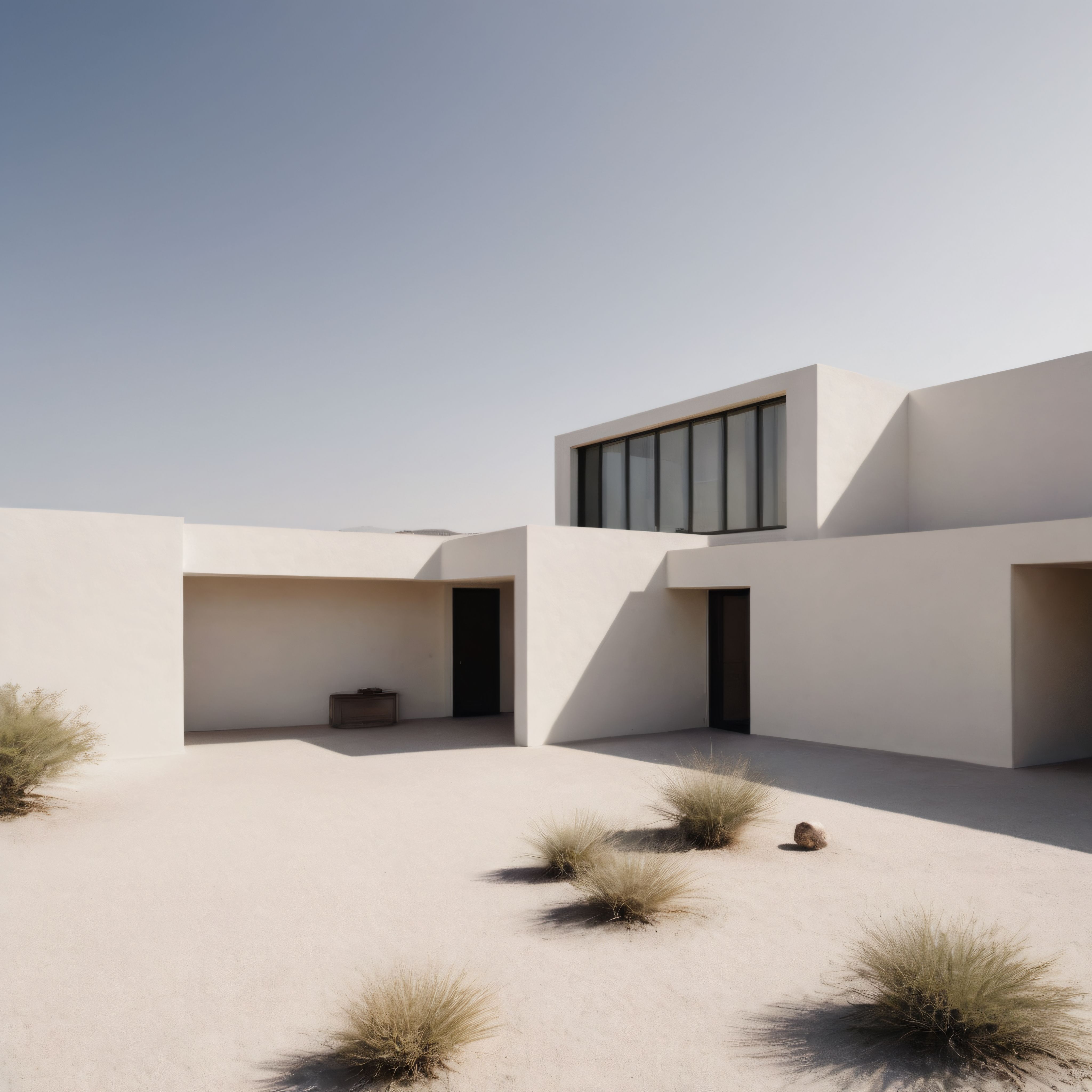 Çöldeki Minimalist Beyaz Villa: Modern Mimari ve Arındırılmış Doğal Tasarım