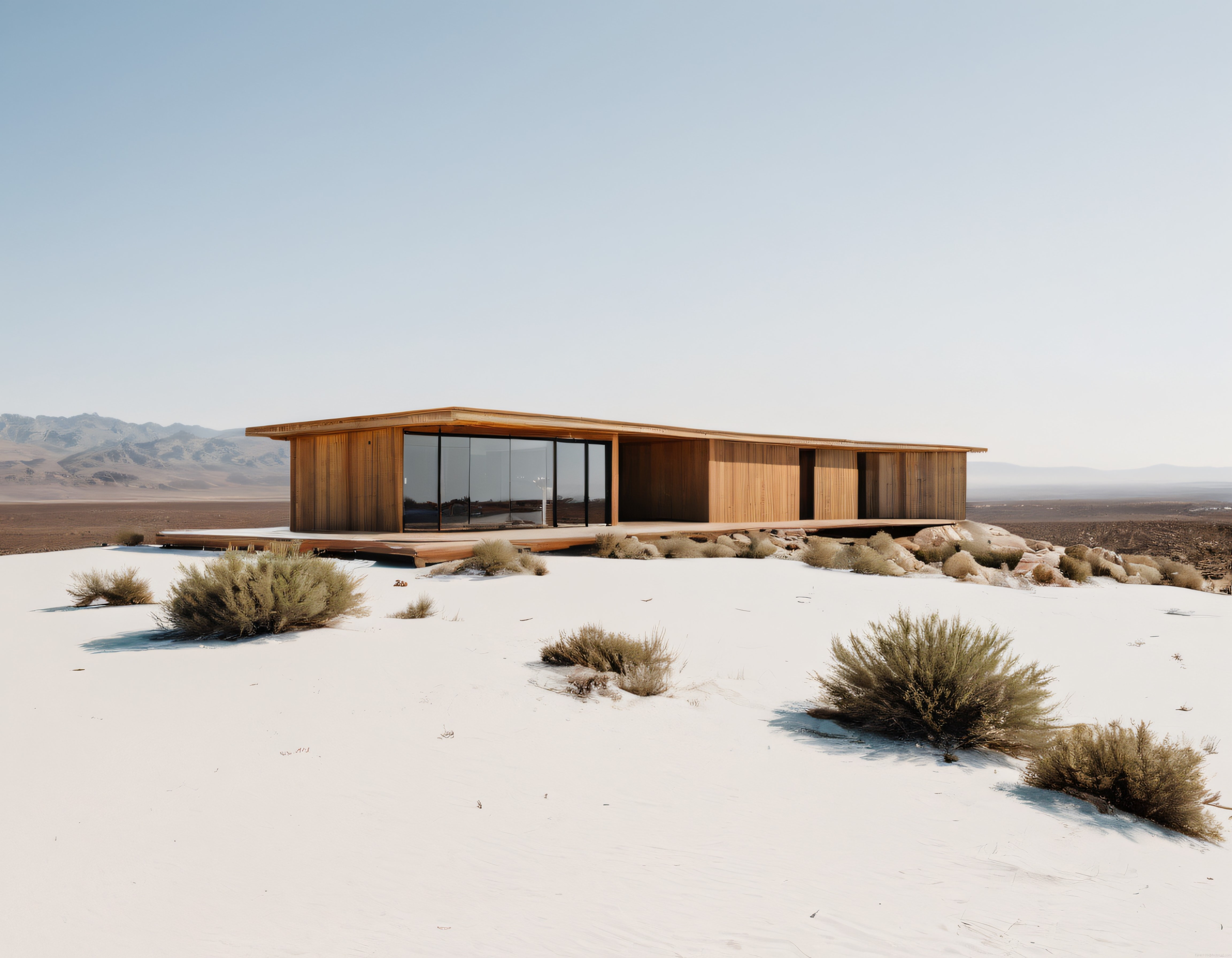 Çölün Ortasında Modern Ahşap Villa: Minimalist Mimarinin Doğayla Dansı