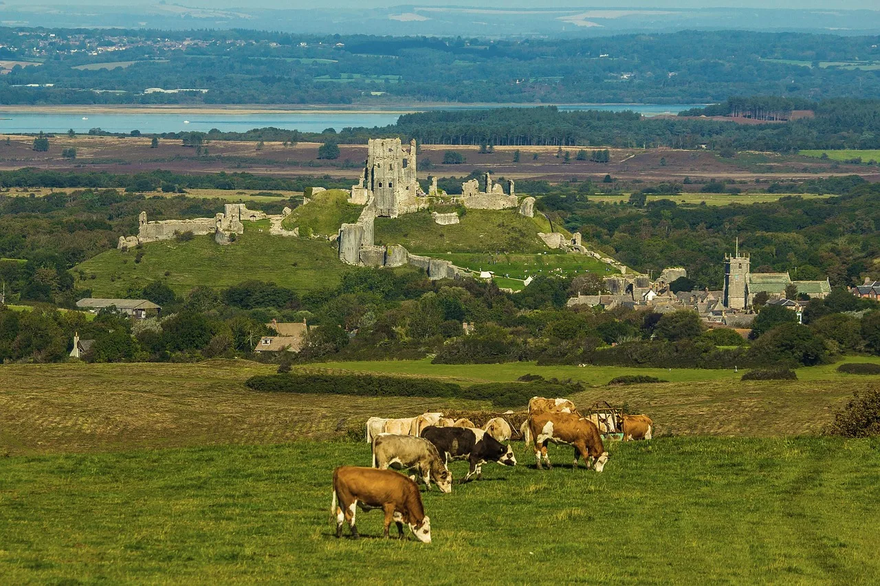Corfe Kalesi panoramik manzara - tarihî anıt