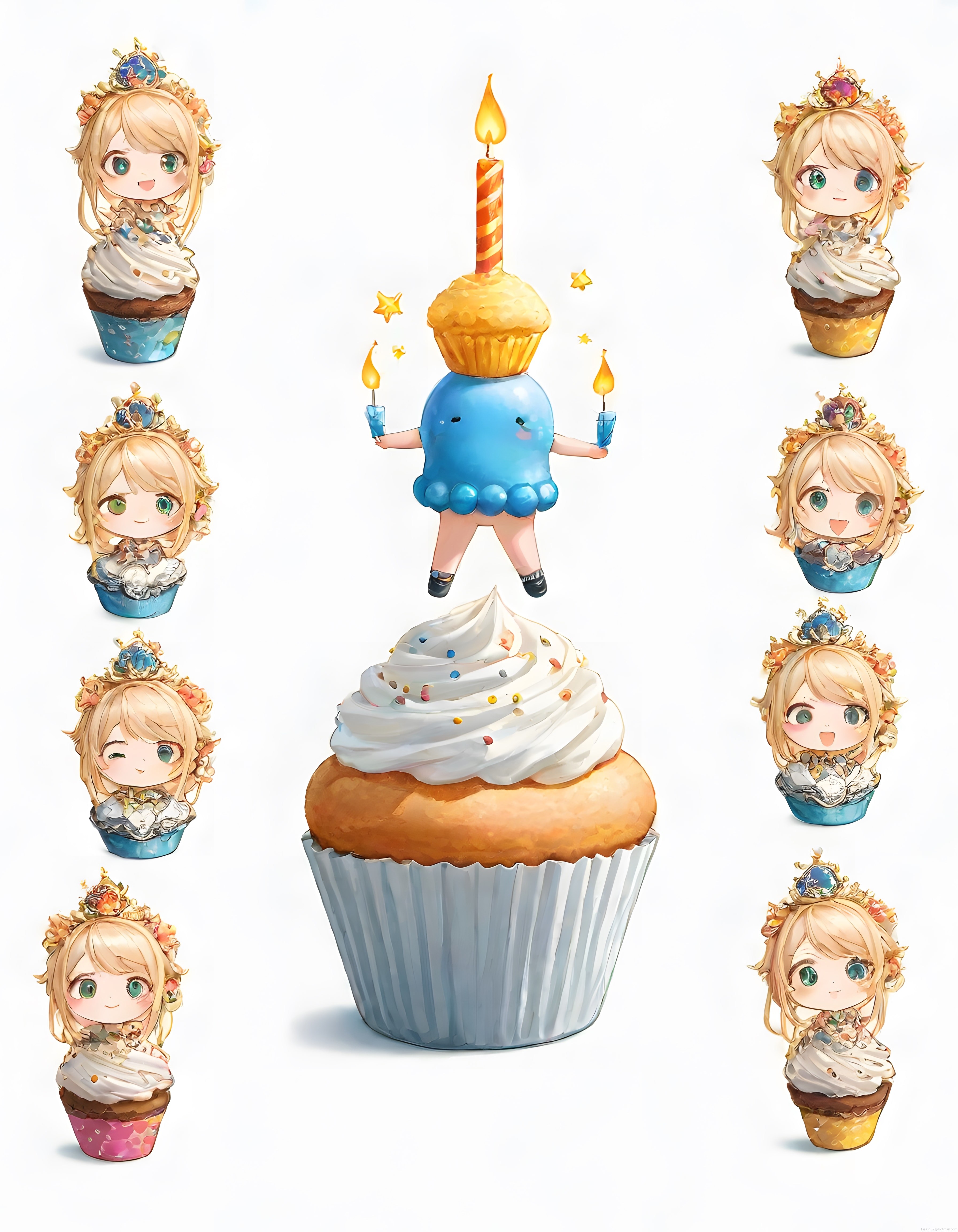 Cupcake Prensesleri ve Mumlu Mavi Karakterin Sevimli Doğum Günü Partisi