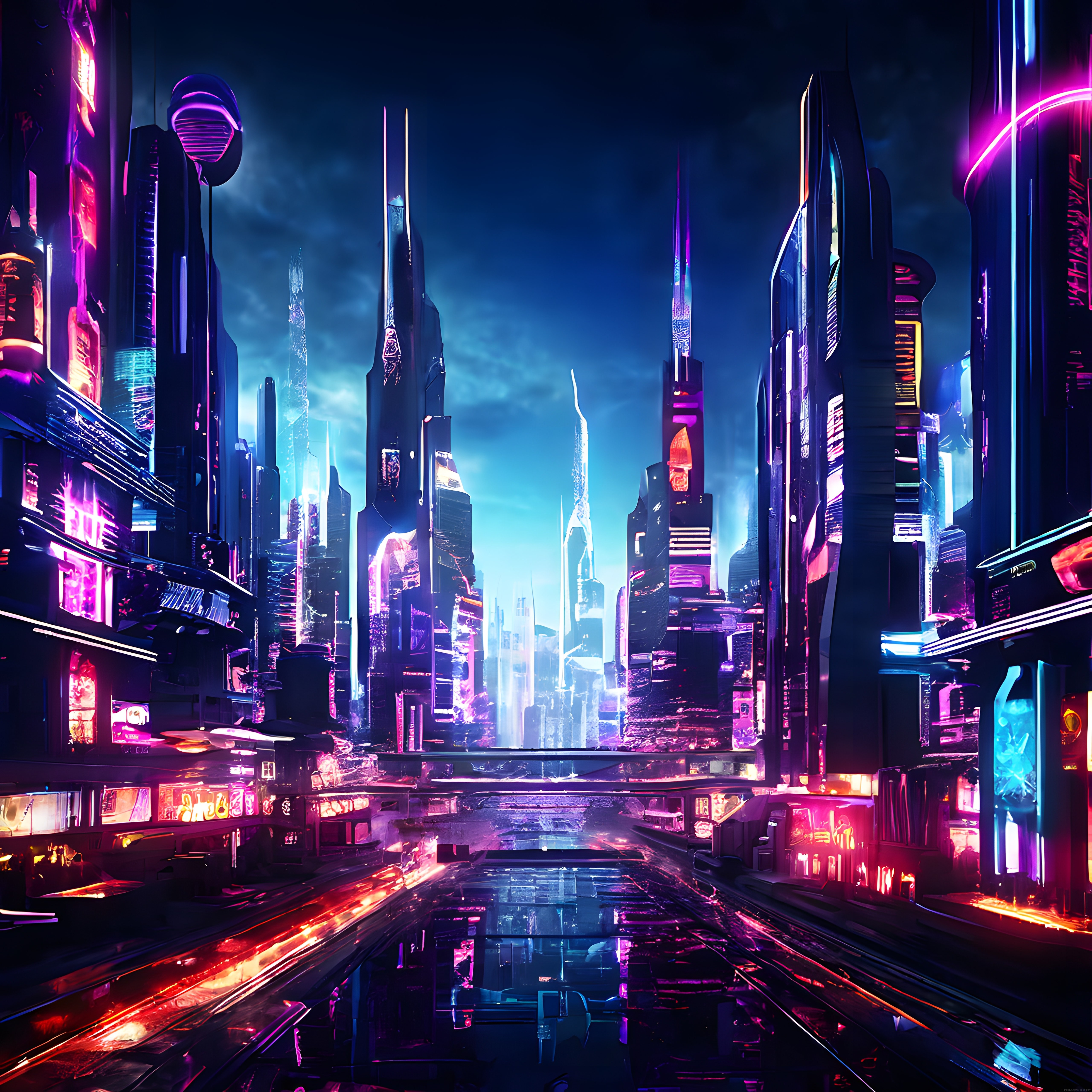 Cyberpunk Metropol Manzarası: Neon Işıklı Gelecek Şehri ve Dijital Gökyüzü