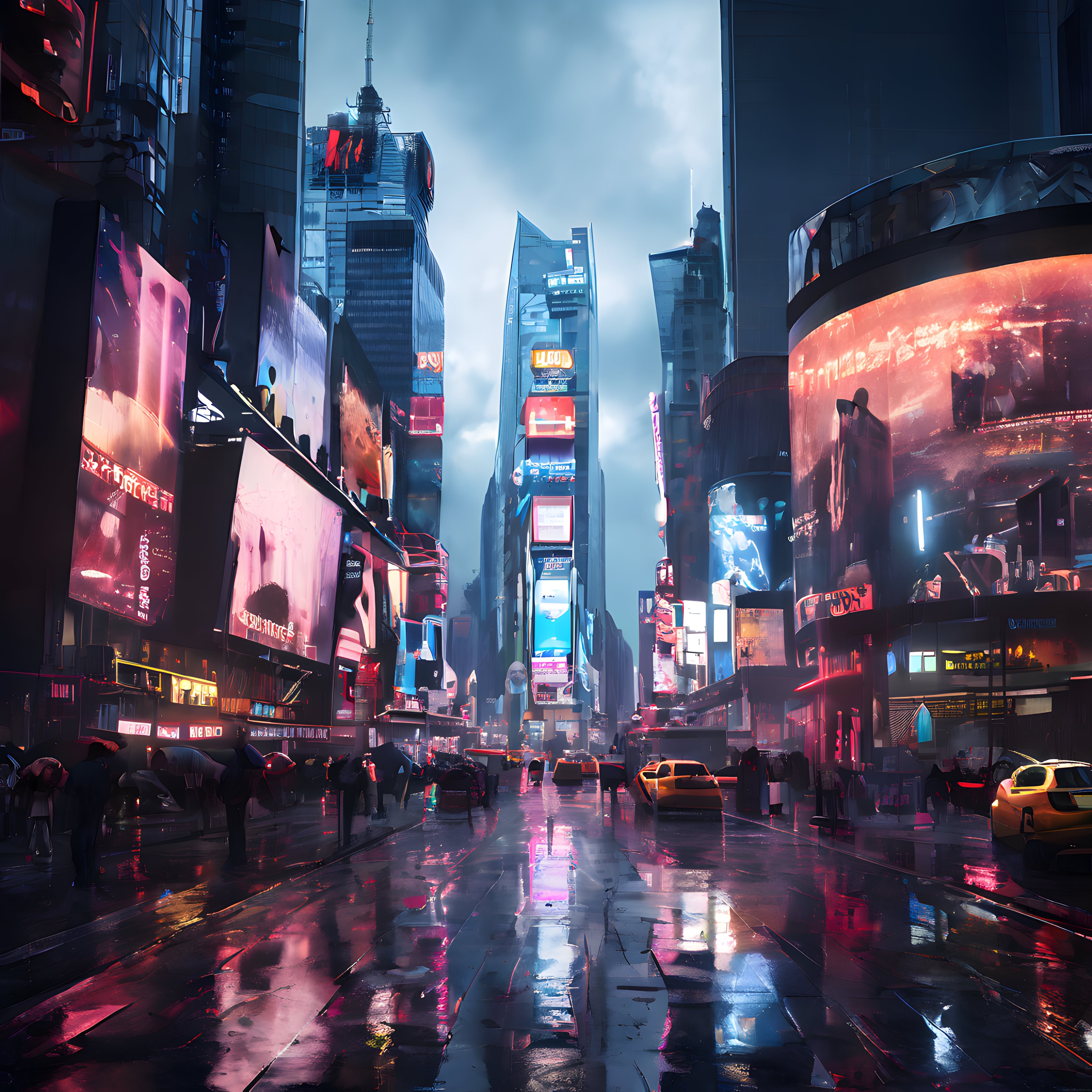 Cyberpunk Şehir Manzarası: Islak Caddelerde Neon Işıkların Büyüleyici Yansıması