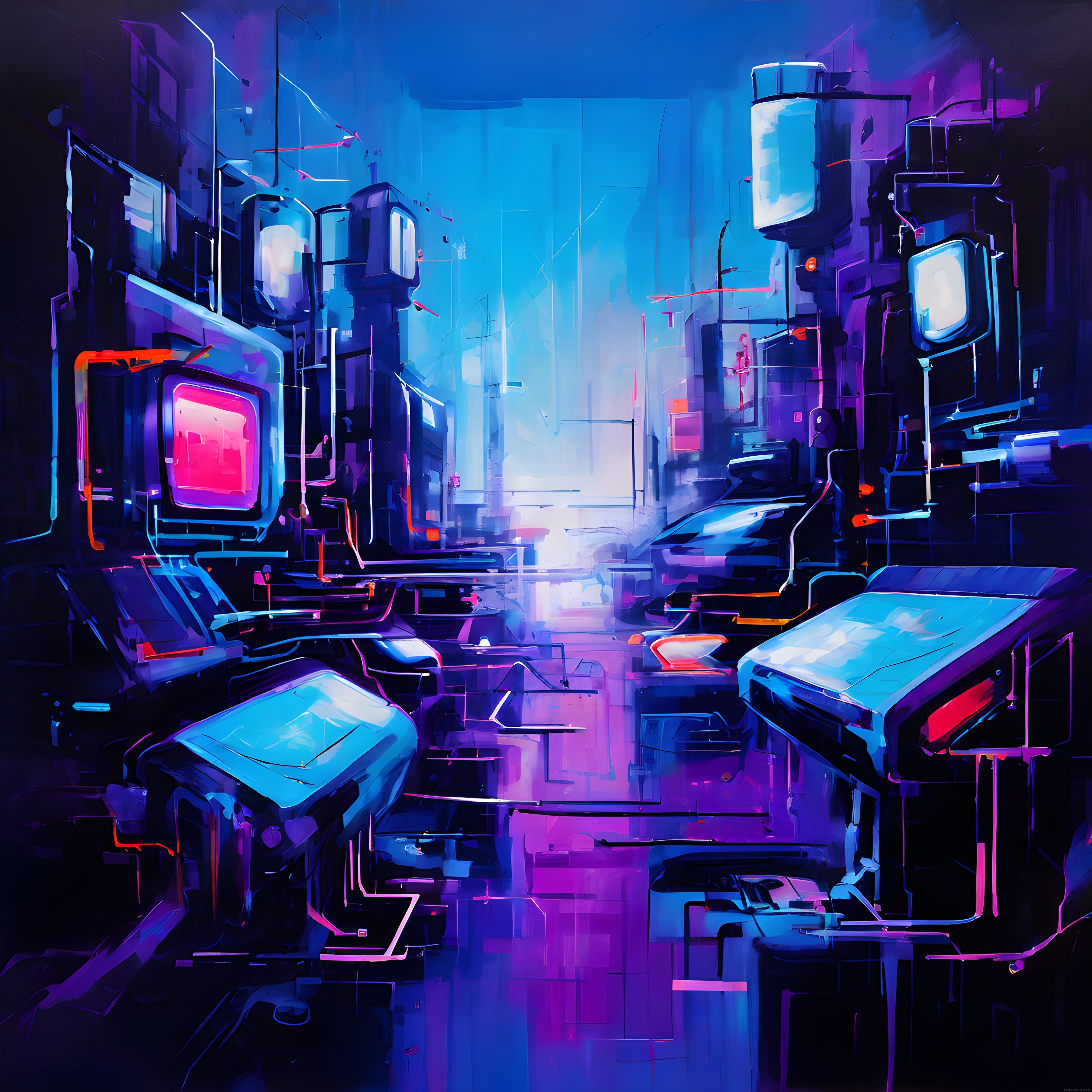 Cyberpunk Şehir Manzarası: Yağmurlu Gecede Neon Işıklar ve Yansımalar