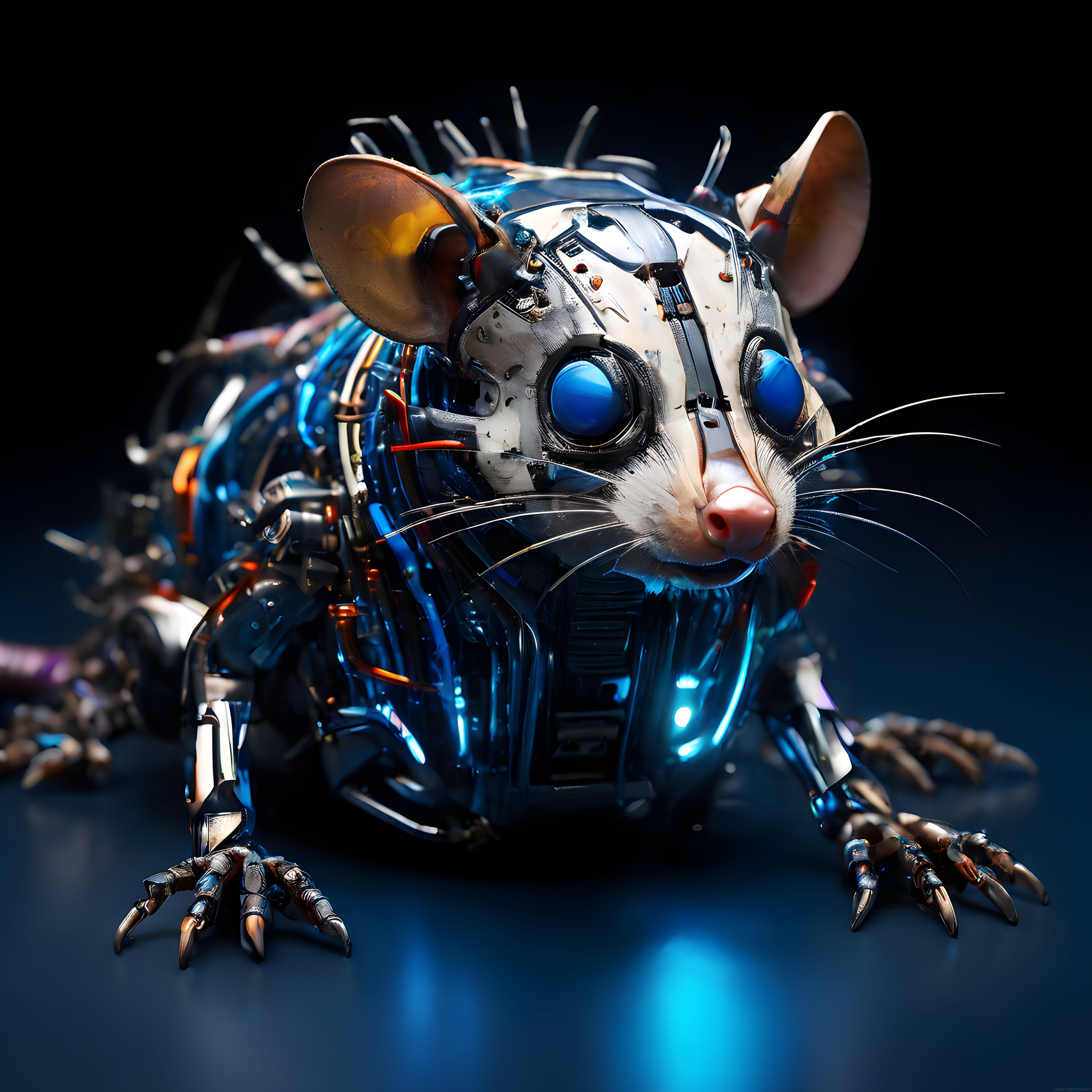 Cyberpunk Tarzında Mekanik Fare: Geleceğin Robotik Hayvan Tasarımı