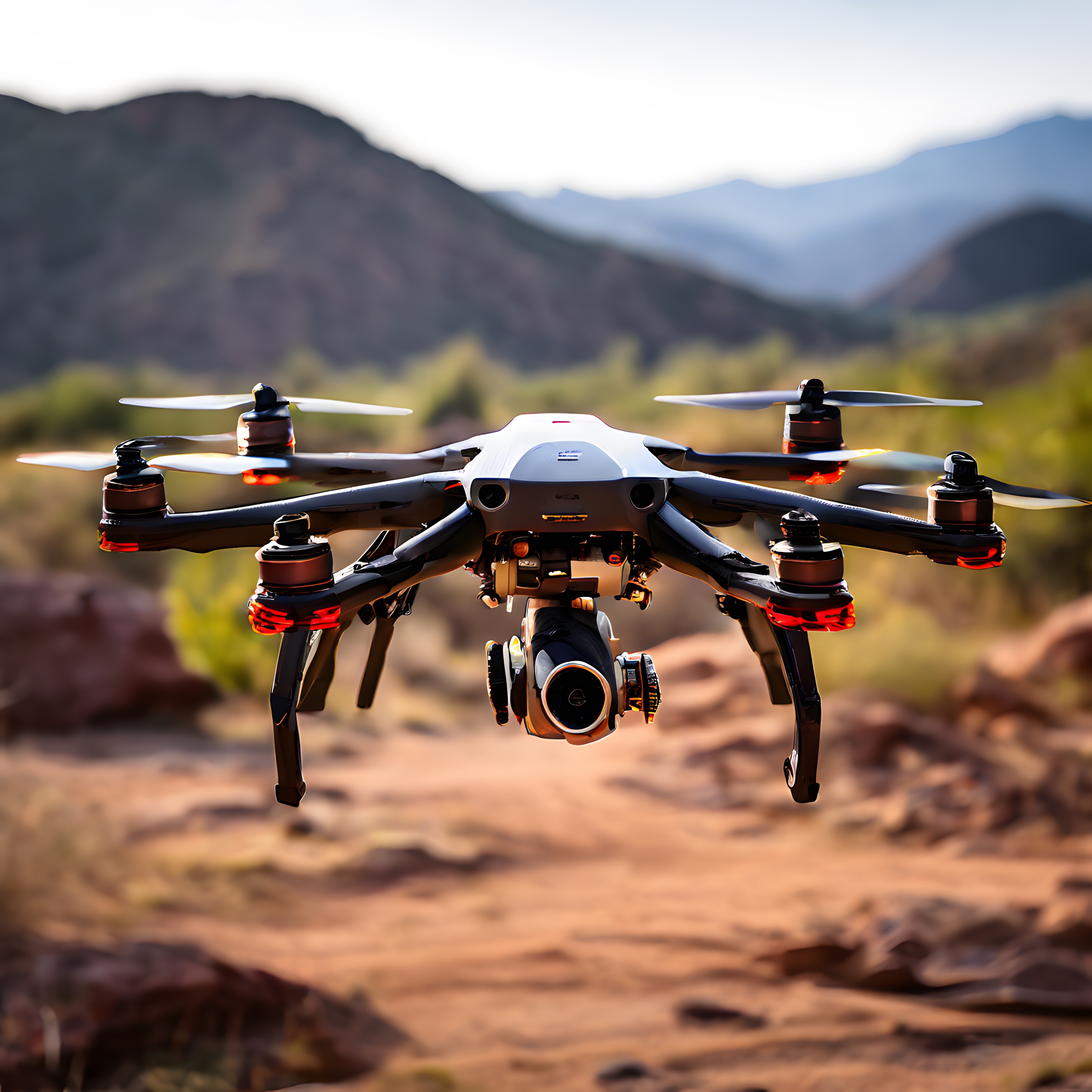 Dağlık arazide 4K kamera donanımlı profesyonel drone hava çekimi