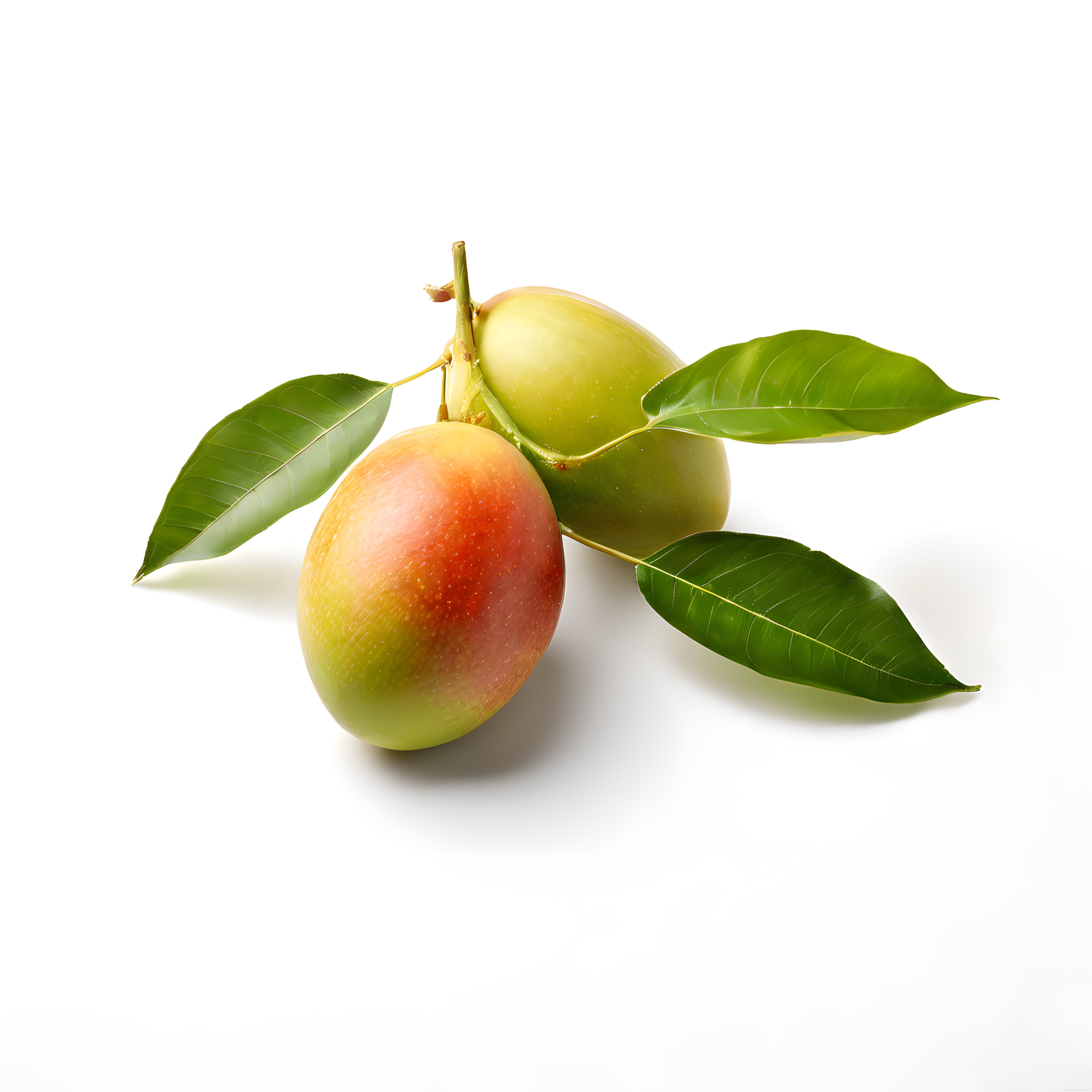Dalında Taze Yapraklarıyla Olgunlaşmış Mango Meyvesi ve Tropikal Lezzet