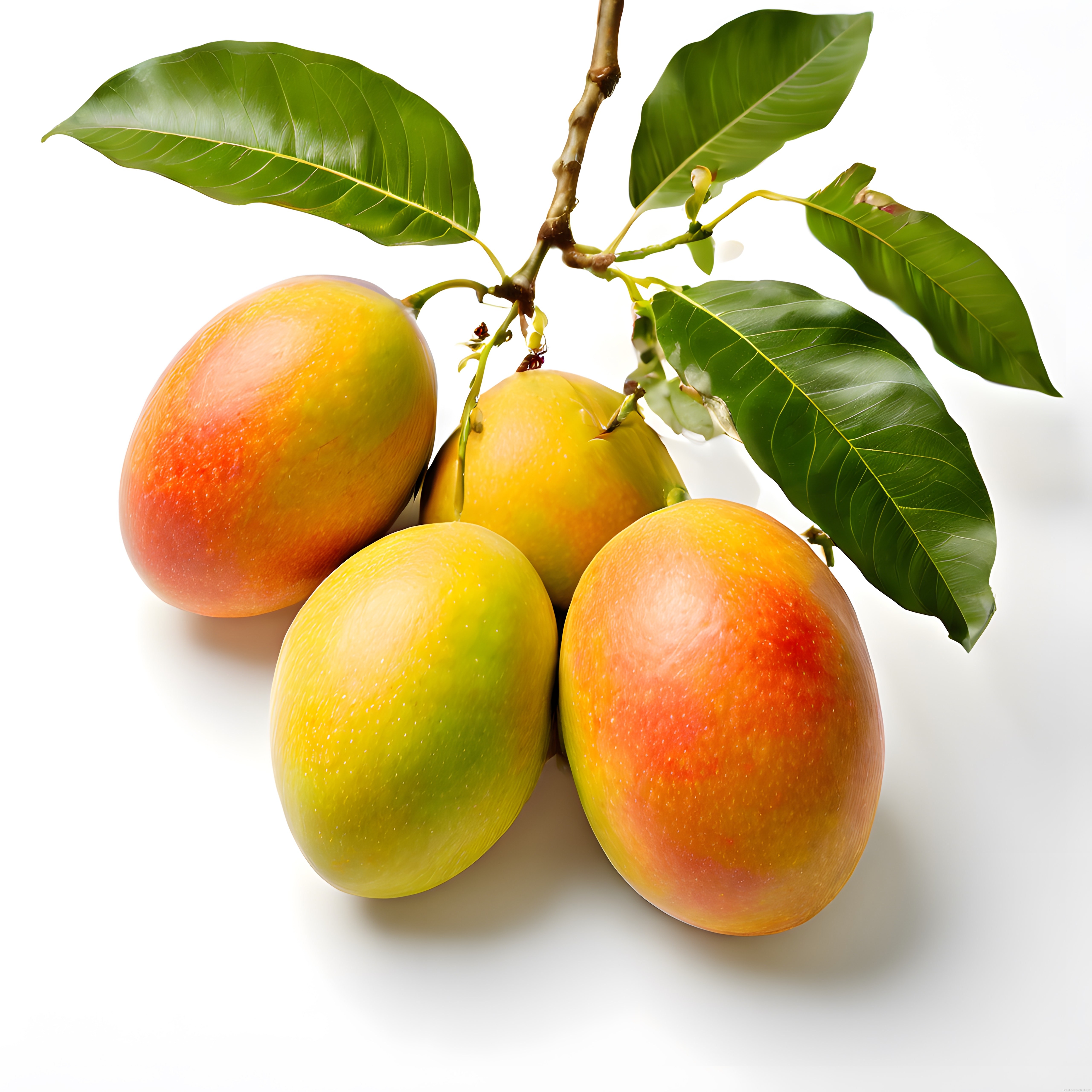 Dalında Yapraklı Taze Olgun Mango Meyveleri ve Doğal Sağlıklı Beslenme
