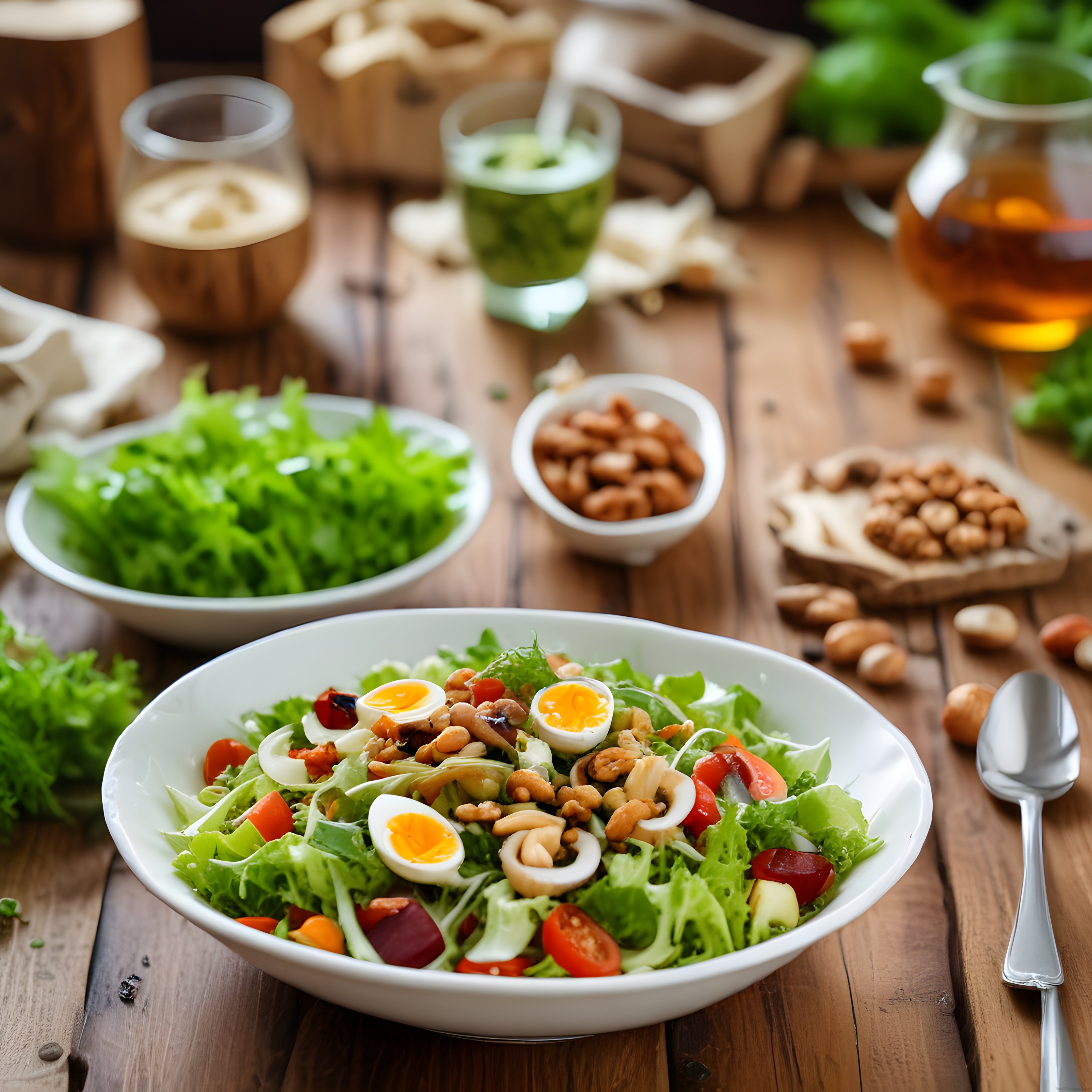 Dengeli Beslenme İçin Fındıklı ve Yumurtalı Taze Yeşil Salata