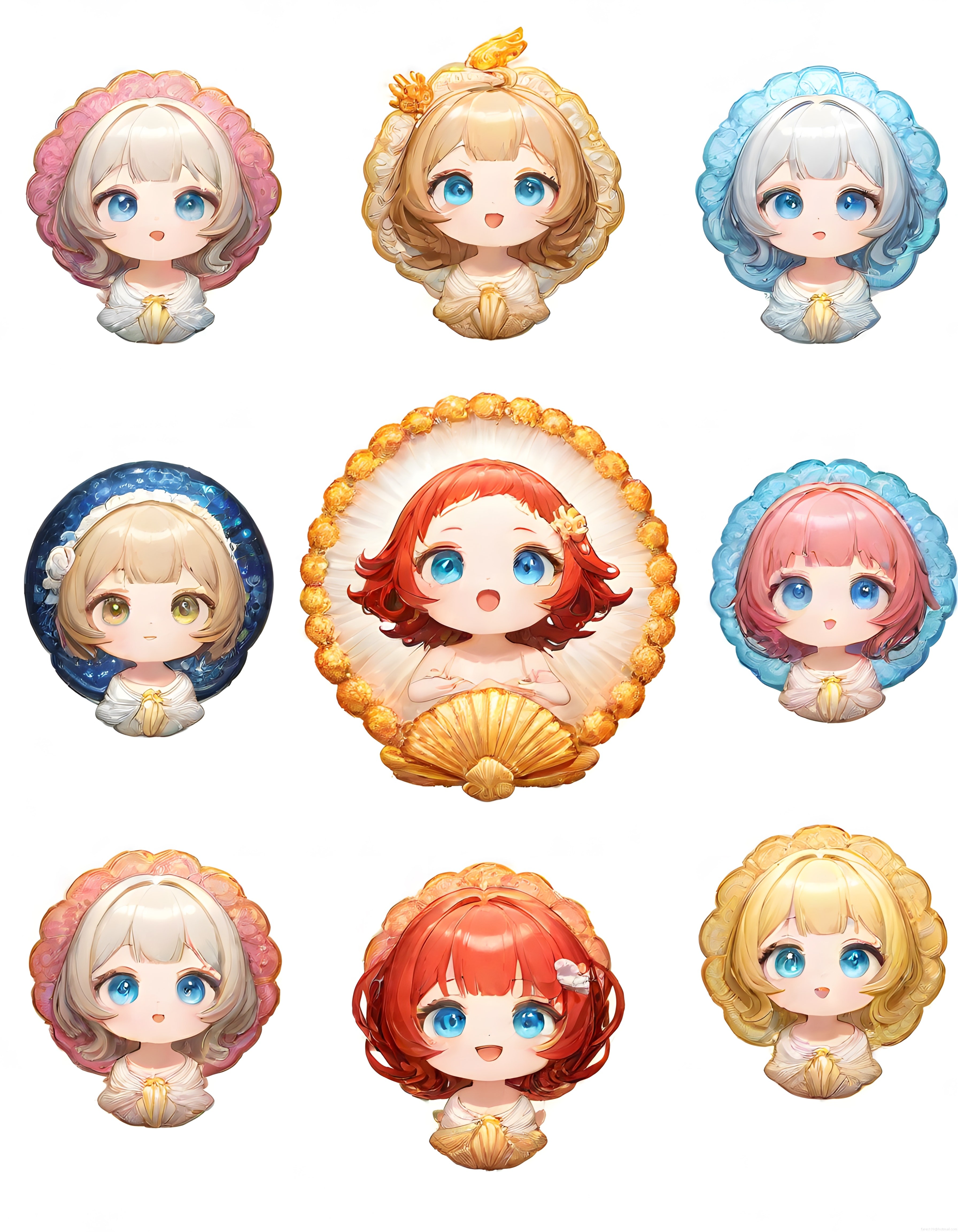 Deniz Kabuğu İçinde Chibi Deniz Kızları ve Sevimli Anime Karakter Tasarımları