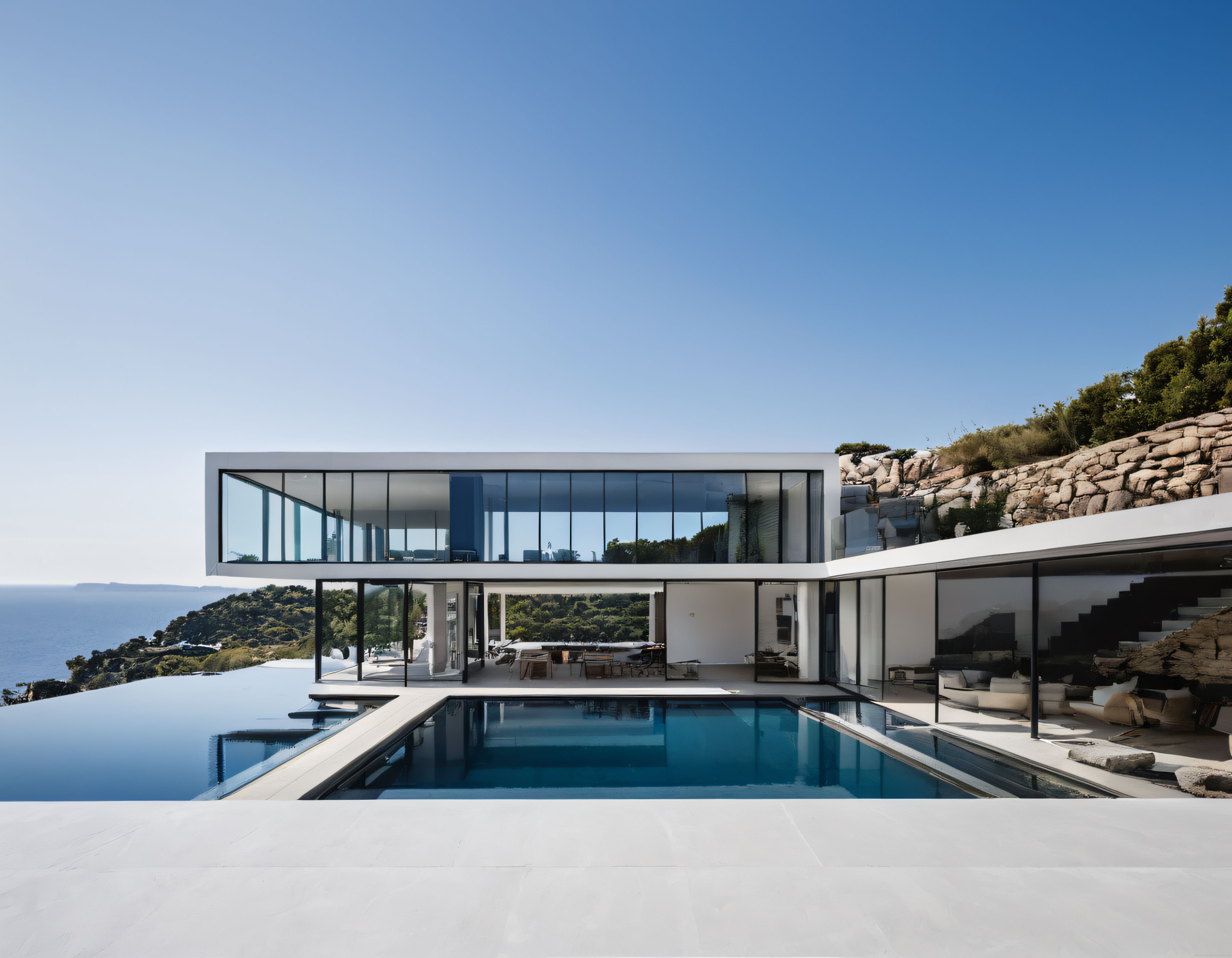 Deniz Manzaralı Çağdaş Mimari Villa ve Sonsuzluk Havuzlu Lüks Konut