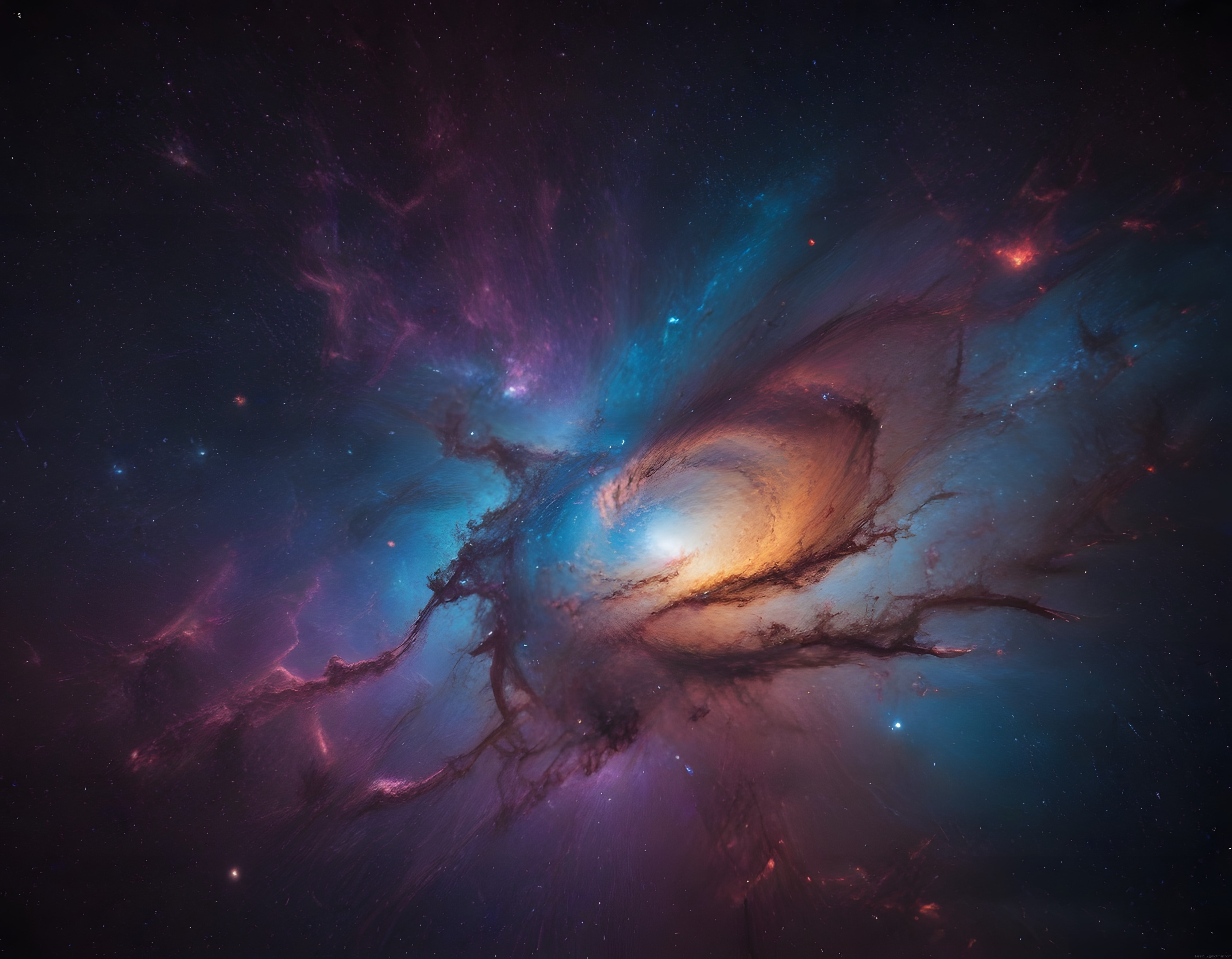 Derin Uzayın Gizemli Köşesinde Parıldayan Renkli Nebula ve Yıldızlar