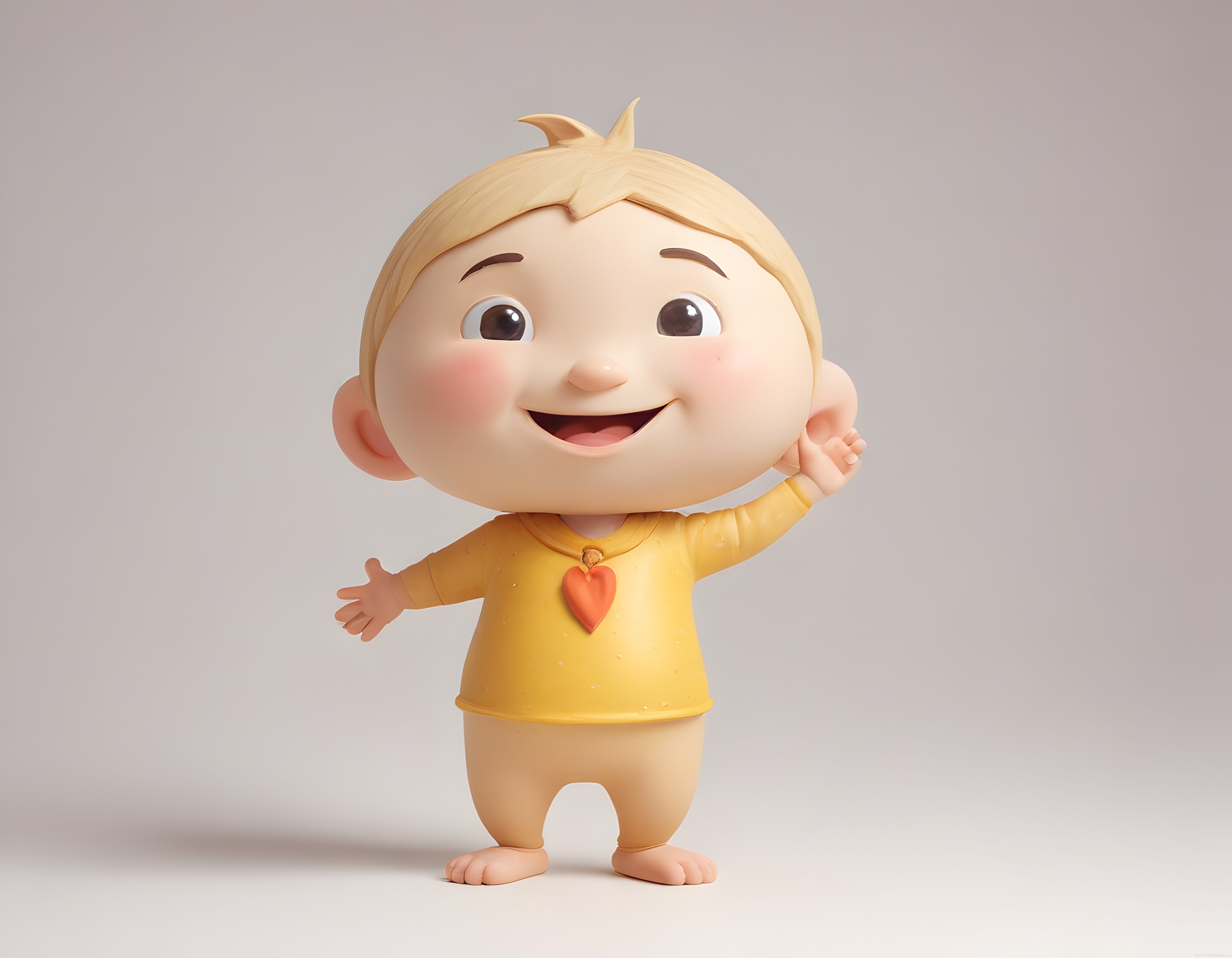 Dev Kafalı Gülümseyen Bebek: 3D Çizgi Film Karakteri ve Oyuncak Tasarımı