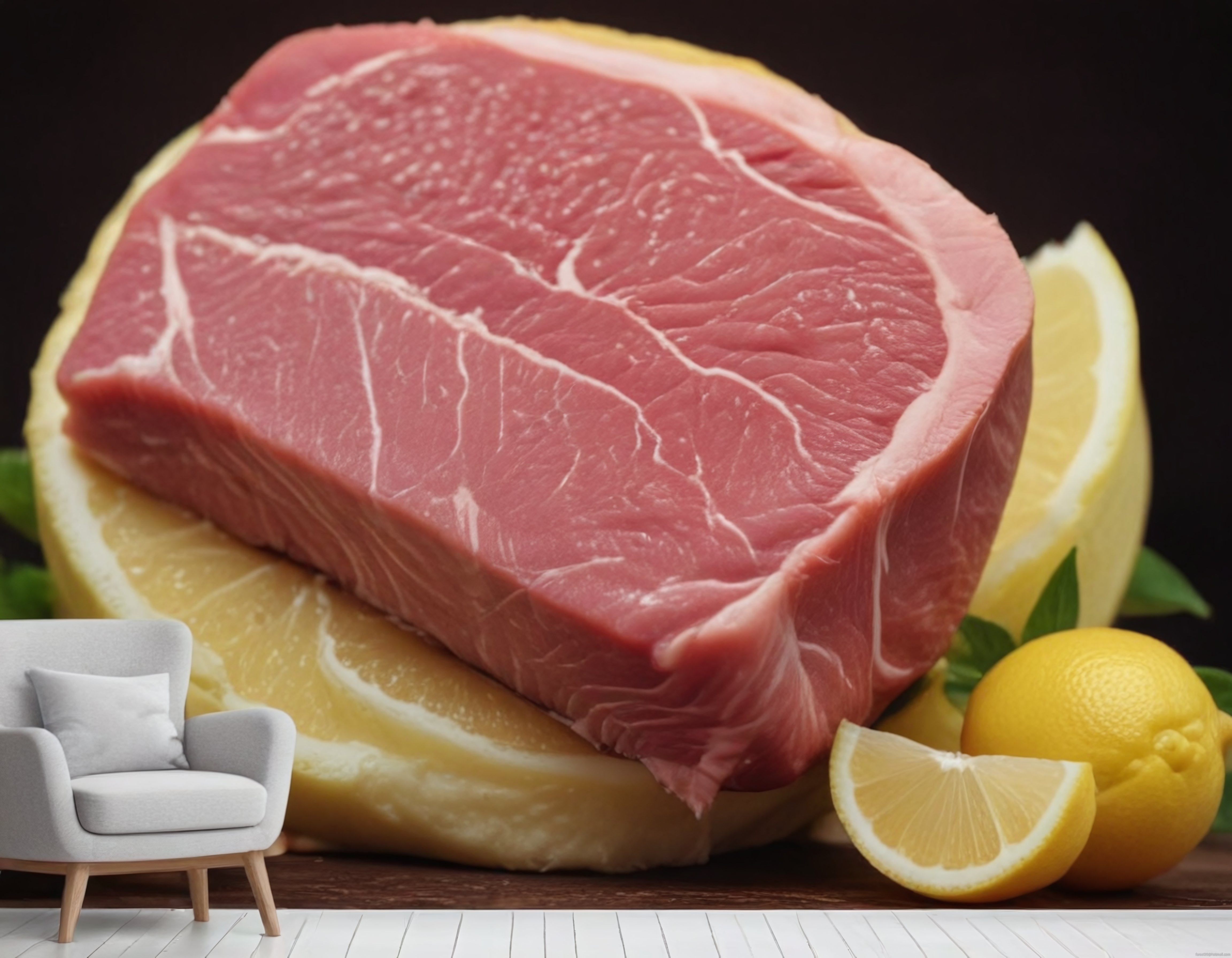 Devasa Limon Üzerindeki Çiğ Et Parçası ve Minik Koltuk: Surreal Komedi