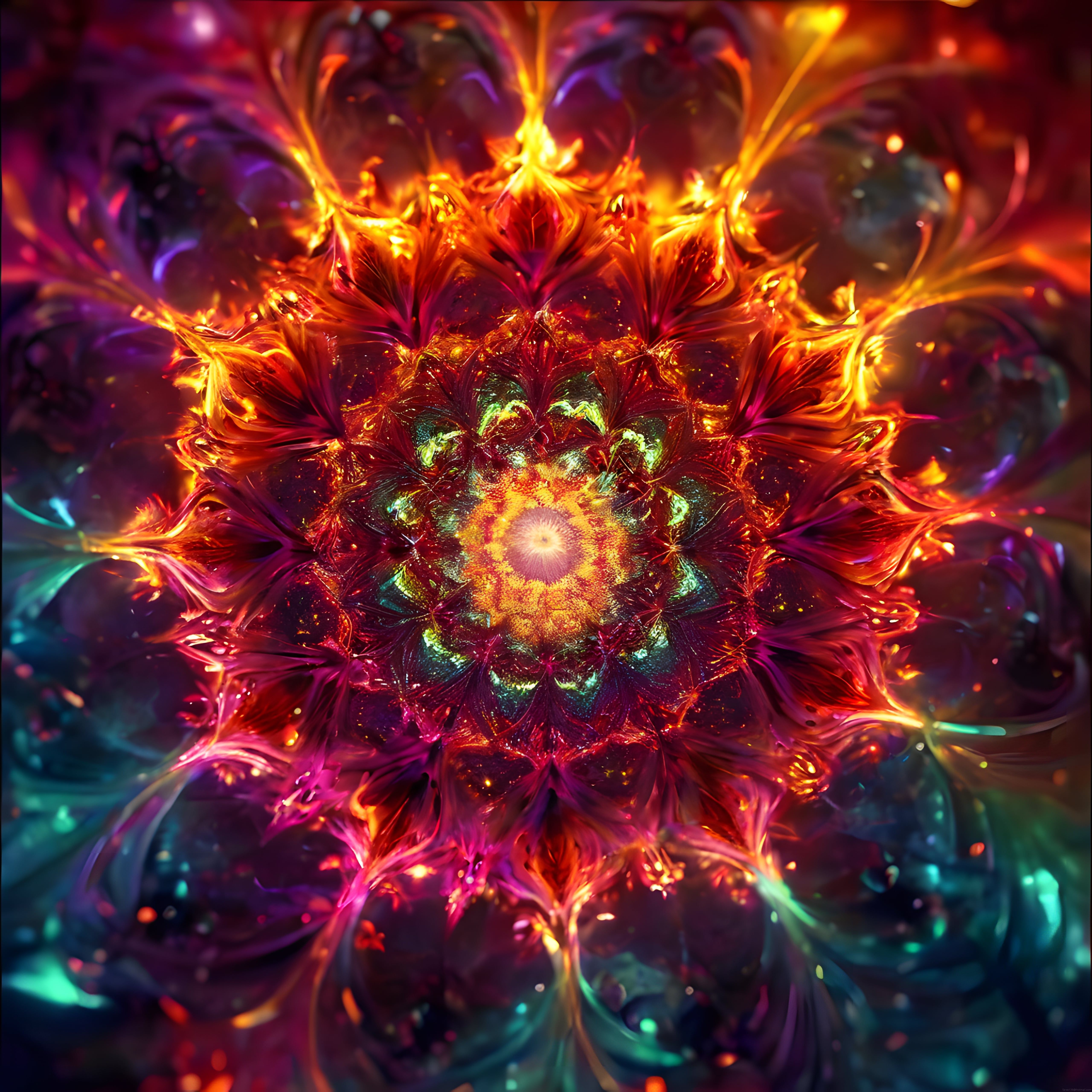 Dijital Mandala: Işıltılı Fraktal Desenler ve Renklerin Büyüleyici Dansı