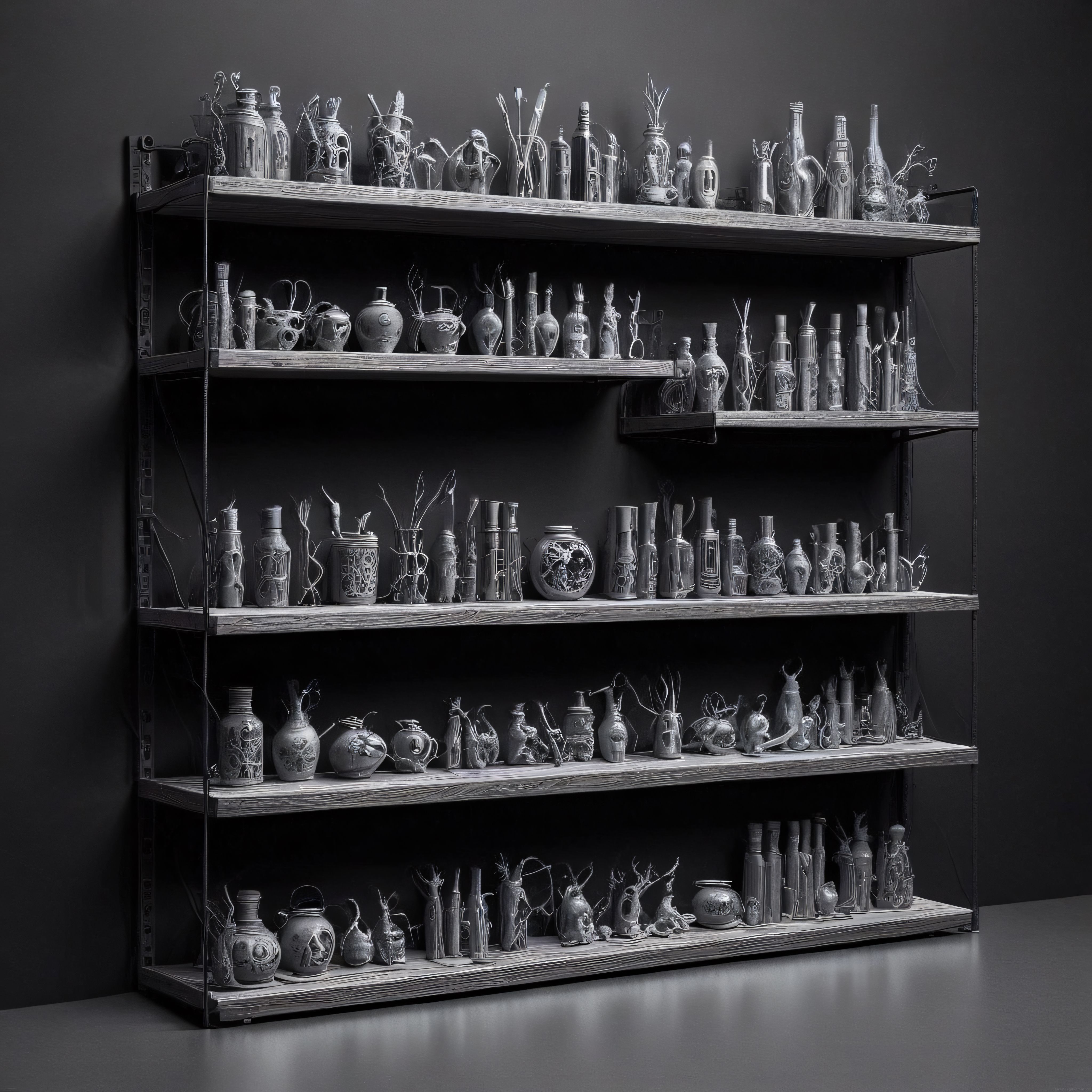 Dijital Sanat Atölyesinden Gri Tonlu Organik ve Teknik 3D Vazo Koleksiyonu