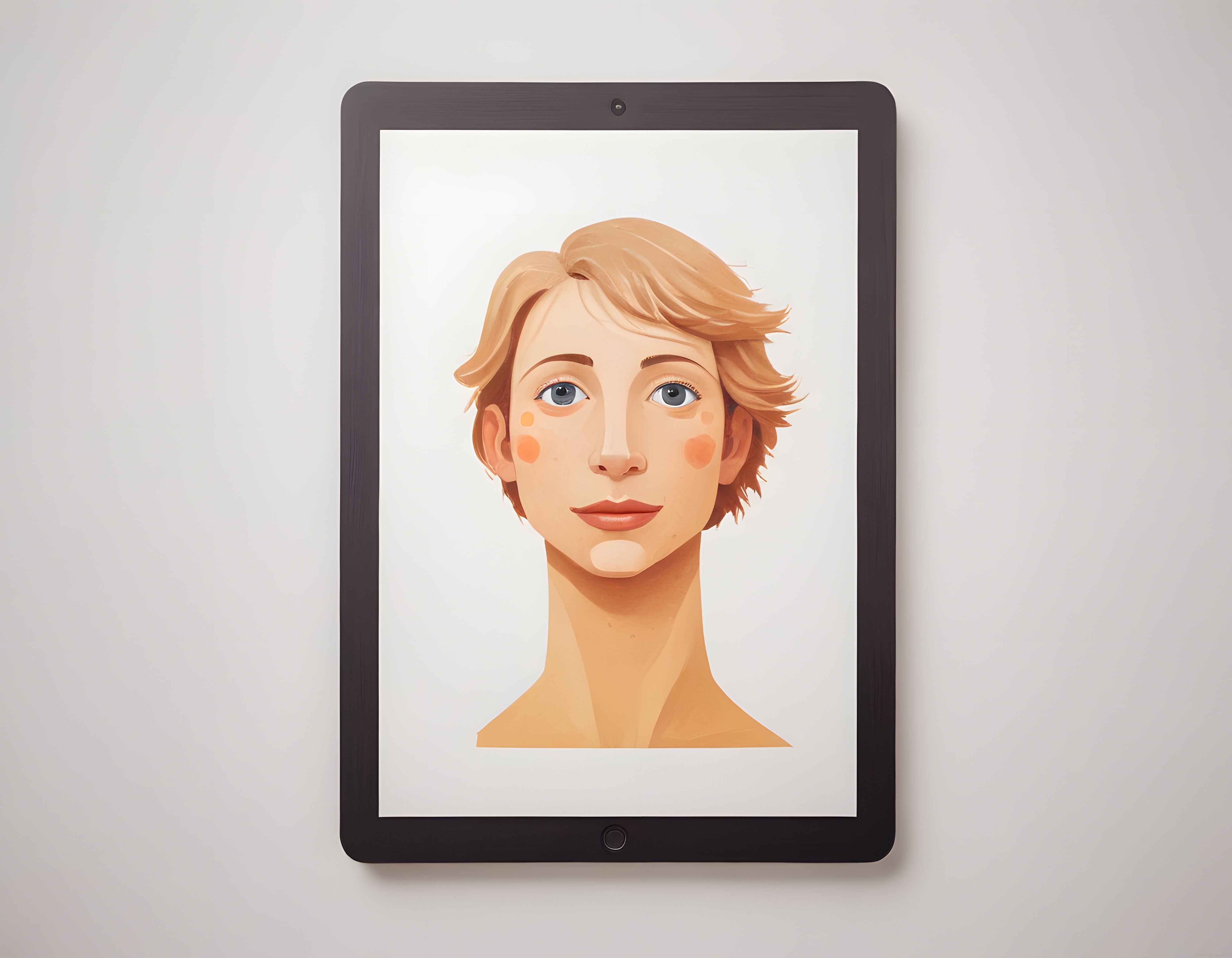 Dijital Sanat Eseri: Tablet Ekranında Modern ve Zarif Kadın Portre Çizimi