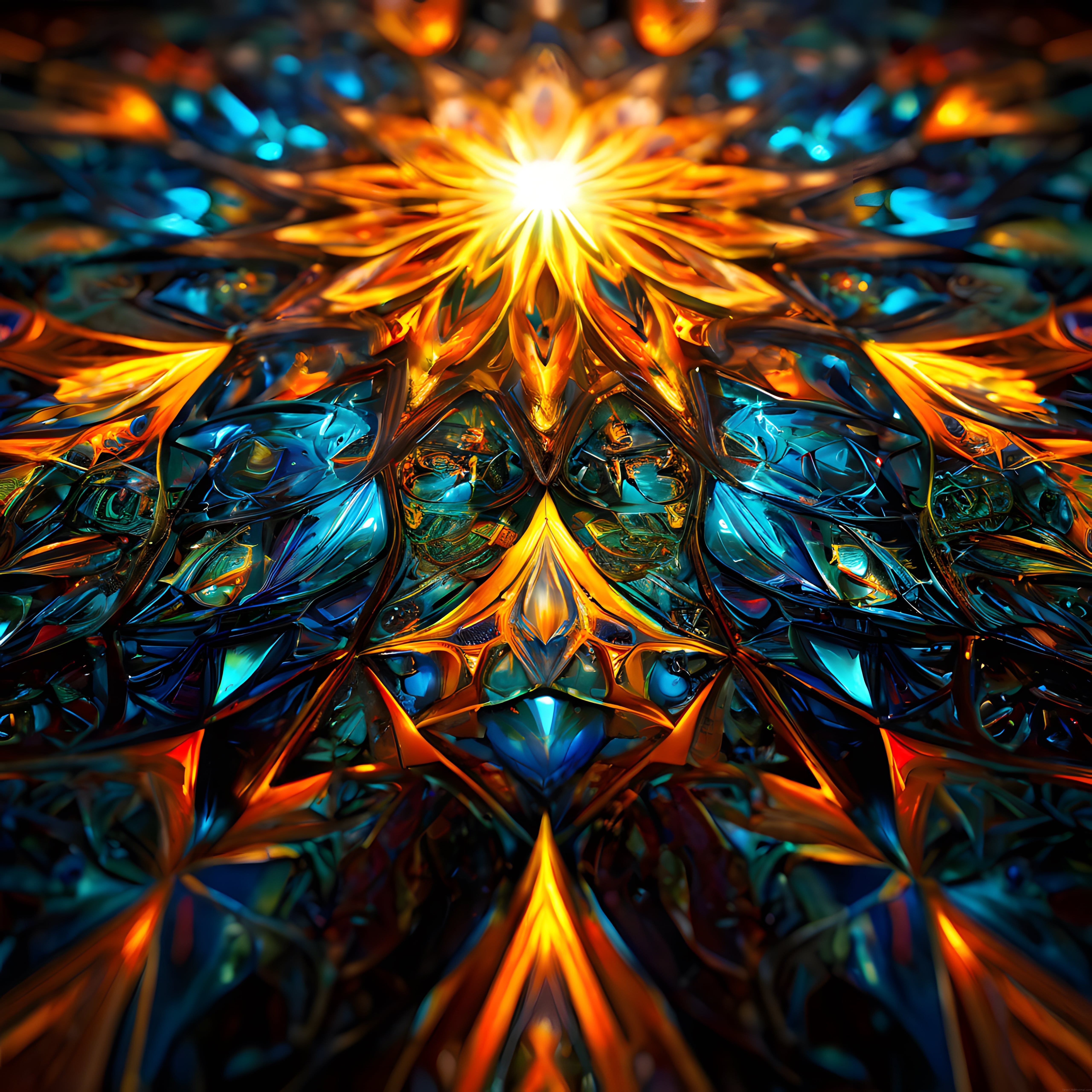 Dijital Sanat: Parlayan Kristal Geometri ve Fütüristik Işık Oyunları