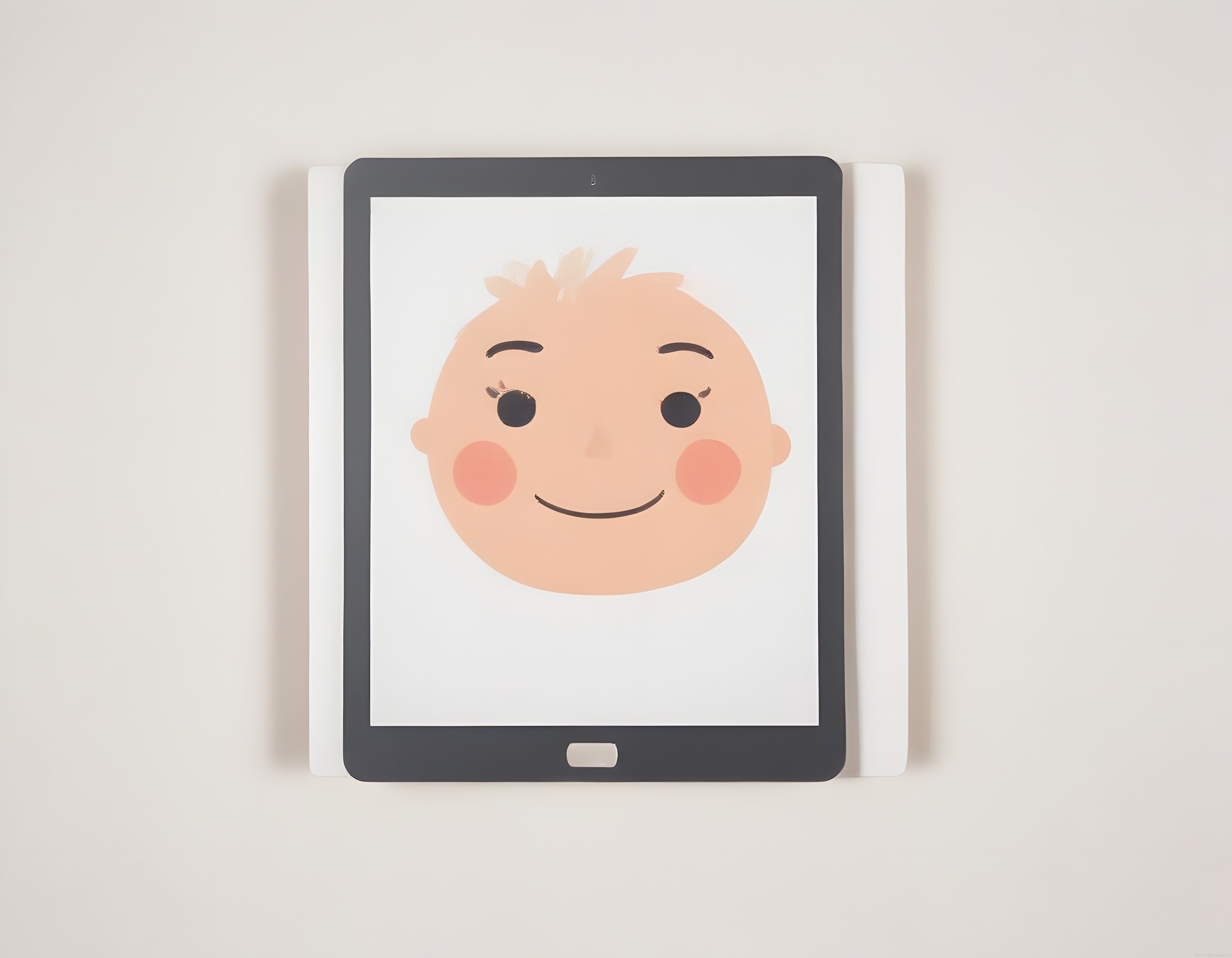 Dijital Tablette Sevimli Bebek Yüzü Çizimi ve Çocuk İllüstrasyonu Sanatı