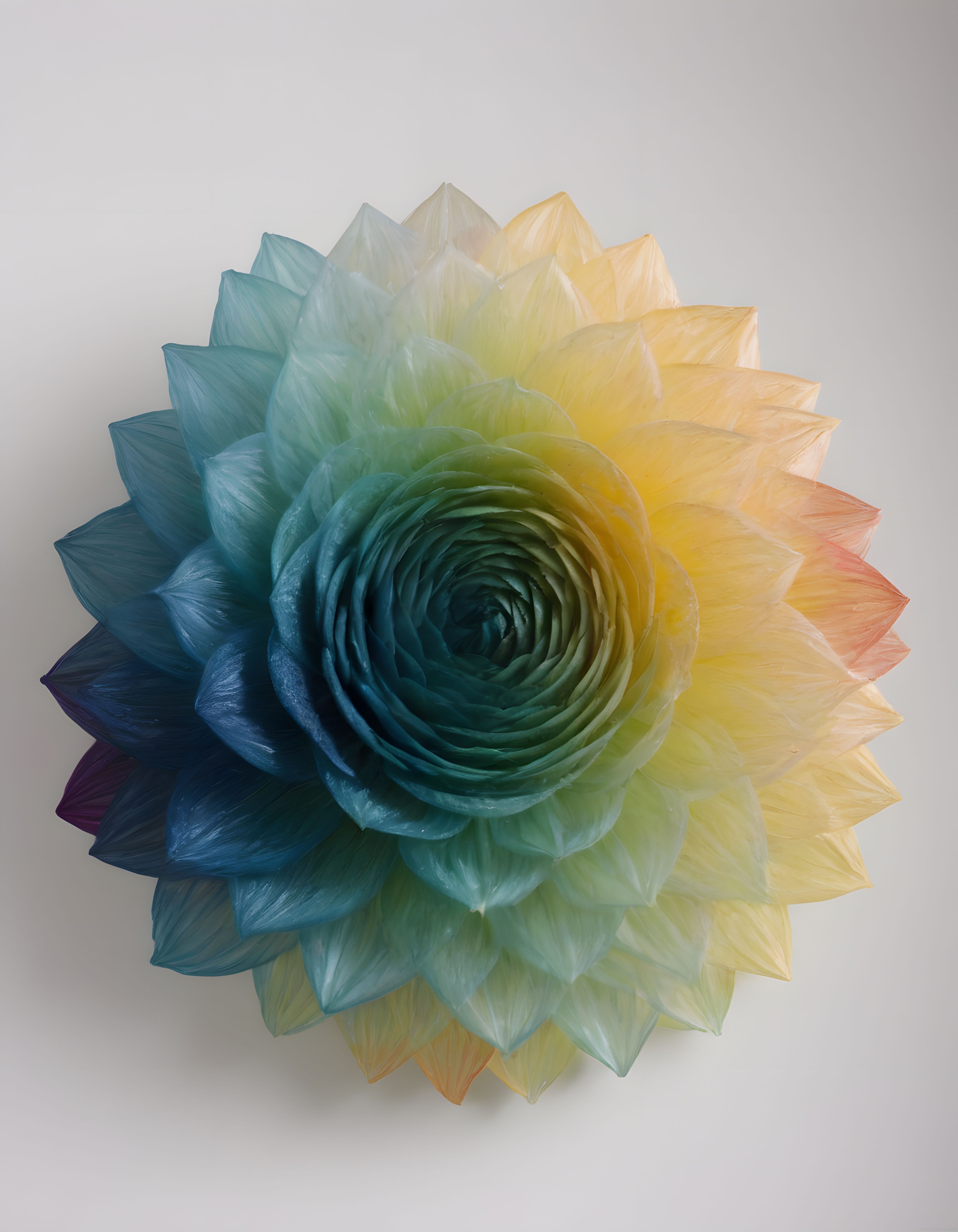Dikkat Çekici Gökkuşağı Rengi Spiral Çiçek Formlu Dekoratif Sanat Objesi