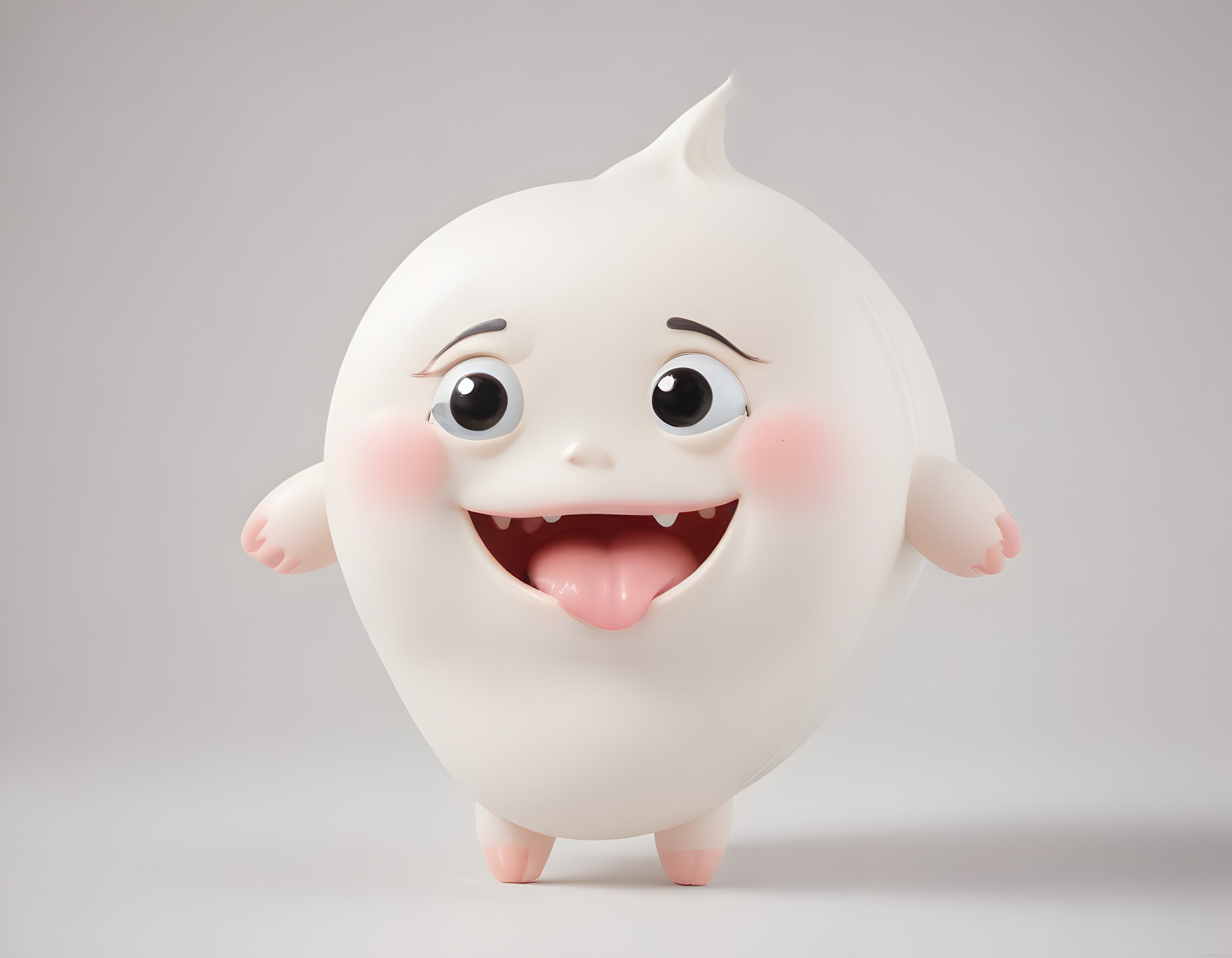 Dili Dışarıda Sevimli Beyaz 3D Karakter ve Eğlenceli Animasyon Maskot Tasarımı