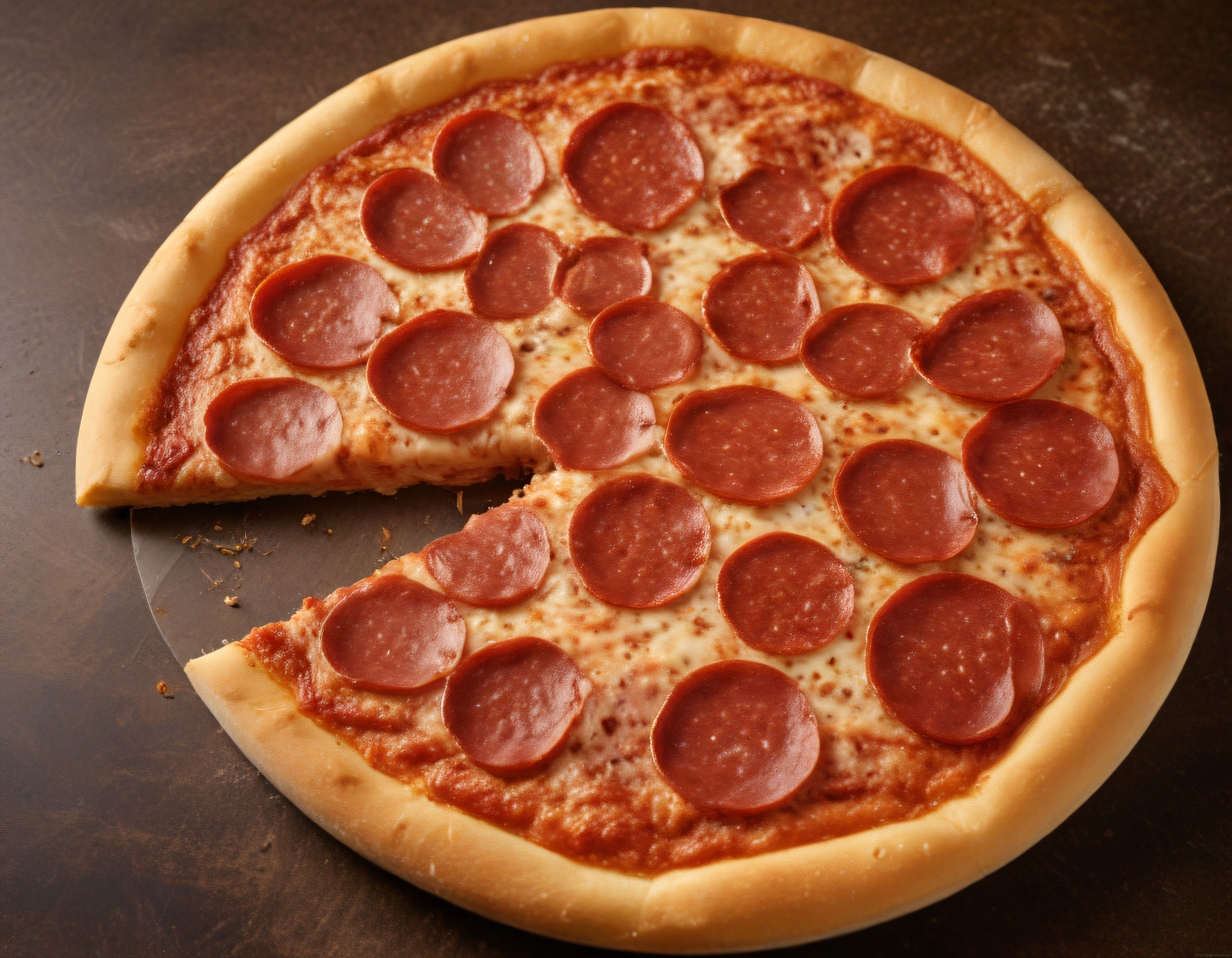 Dilimi Çekilmiş Sıcak Pepperoni Pizza: İtalyan Usulü Erimiş Peynir ve Sucuk