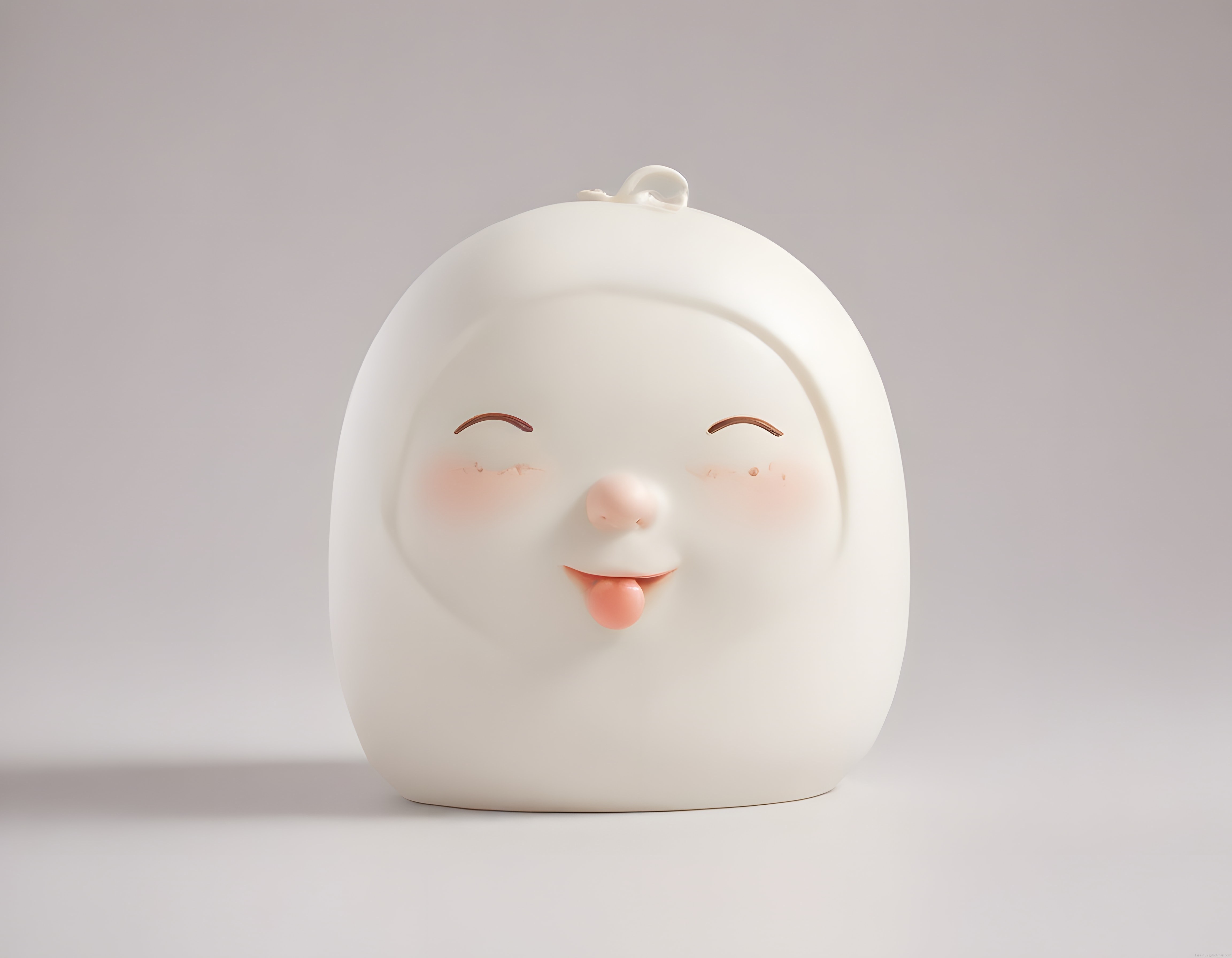 Dilini çıkaran sevimli minimalist beyaz 3D karakter ve dijital sanat