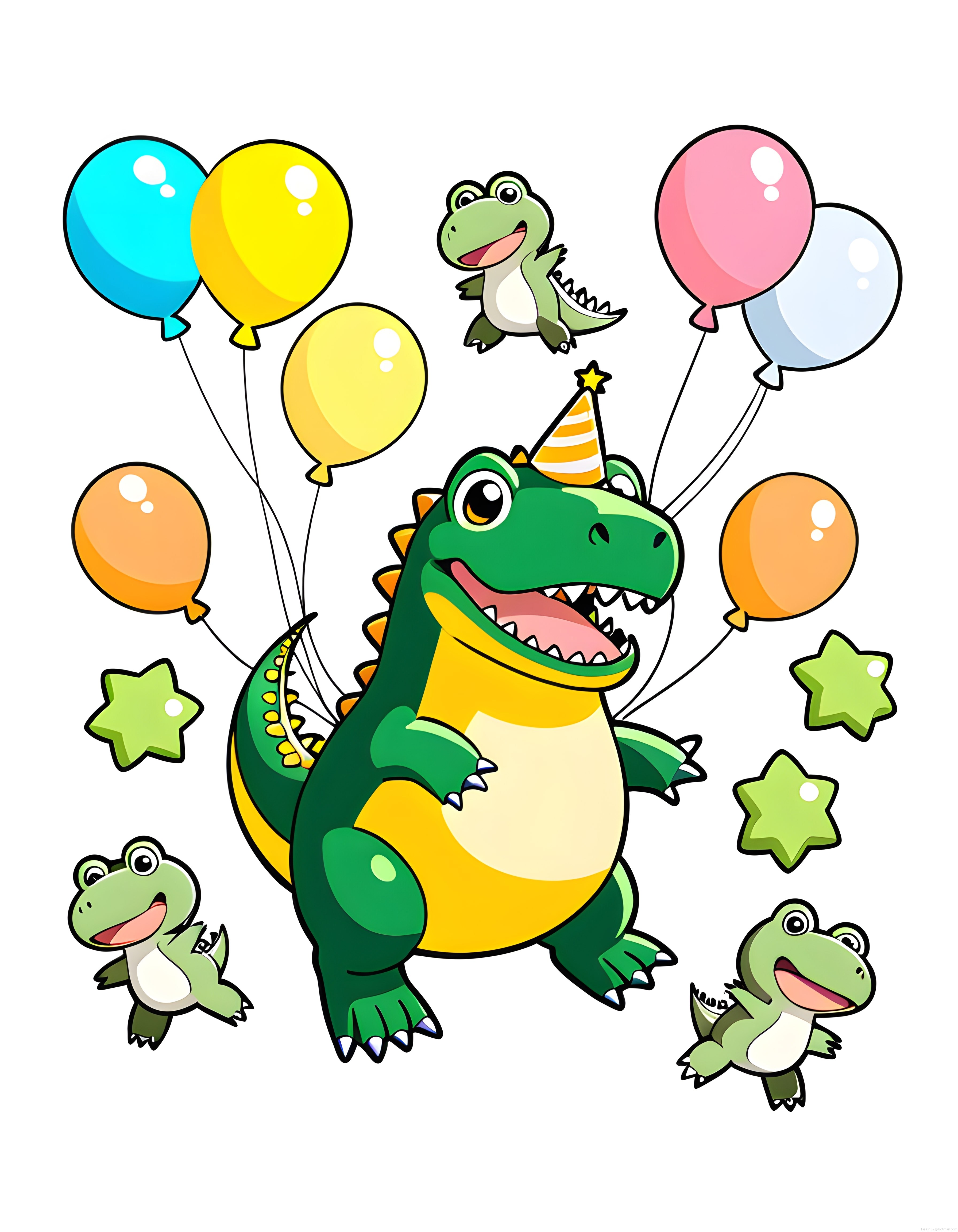 Dinozorlarla Renkli Doğum Günü Partisi: Sevimli T-Rex ve Balonlar