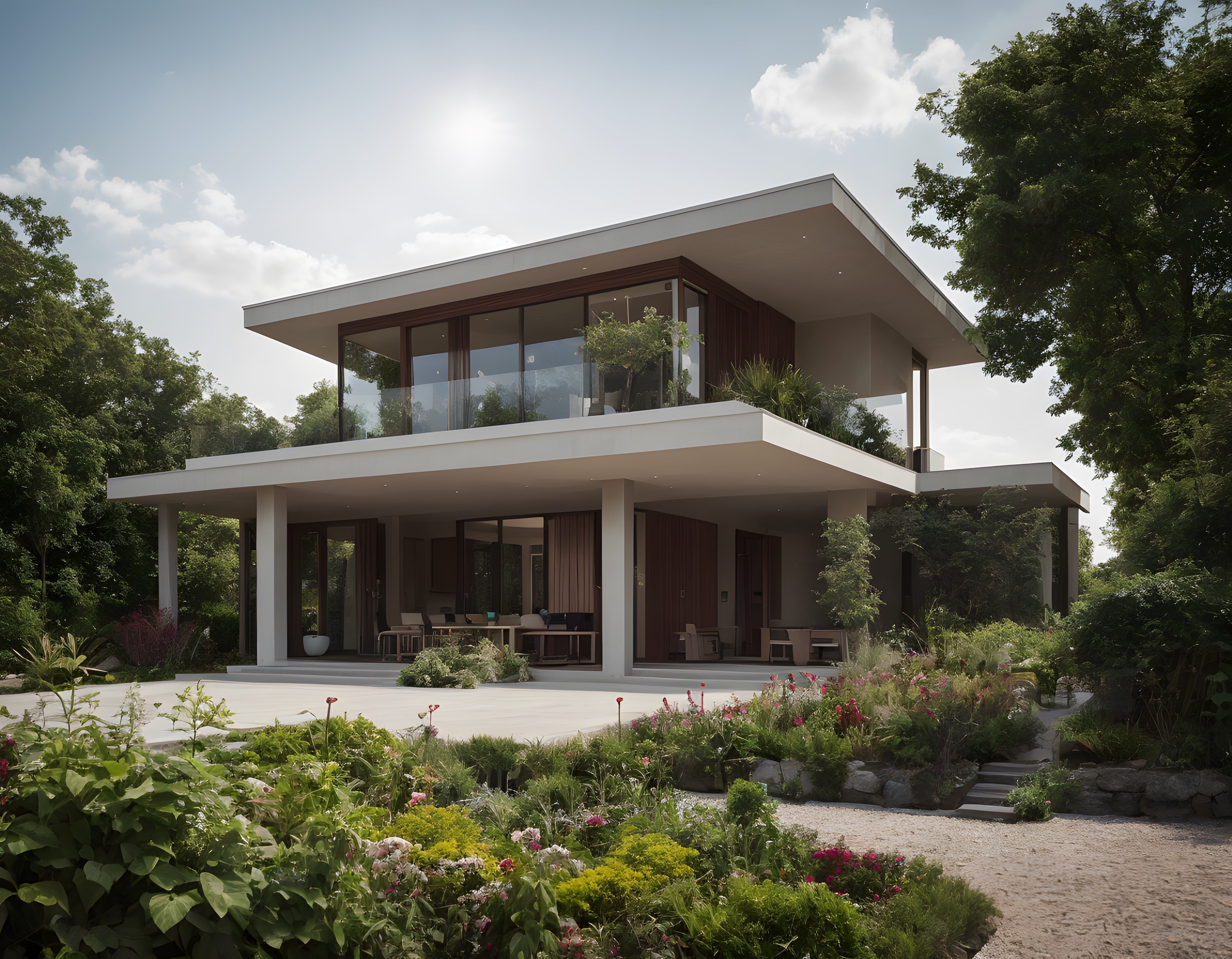 Doğa İçinde Cam Cepheli Modern Lüks Villa ve Peyzaj Tasarımı