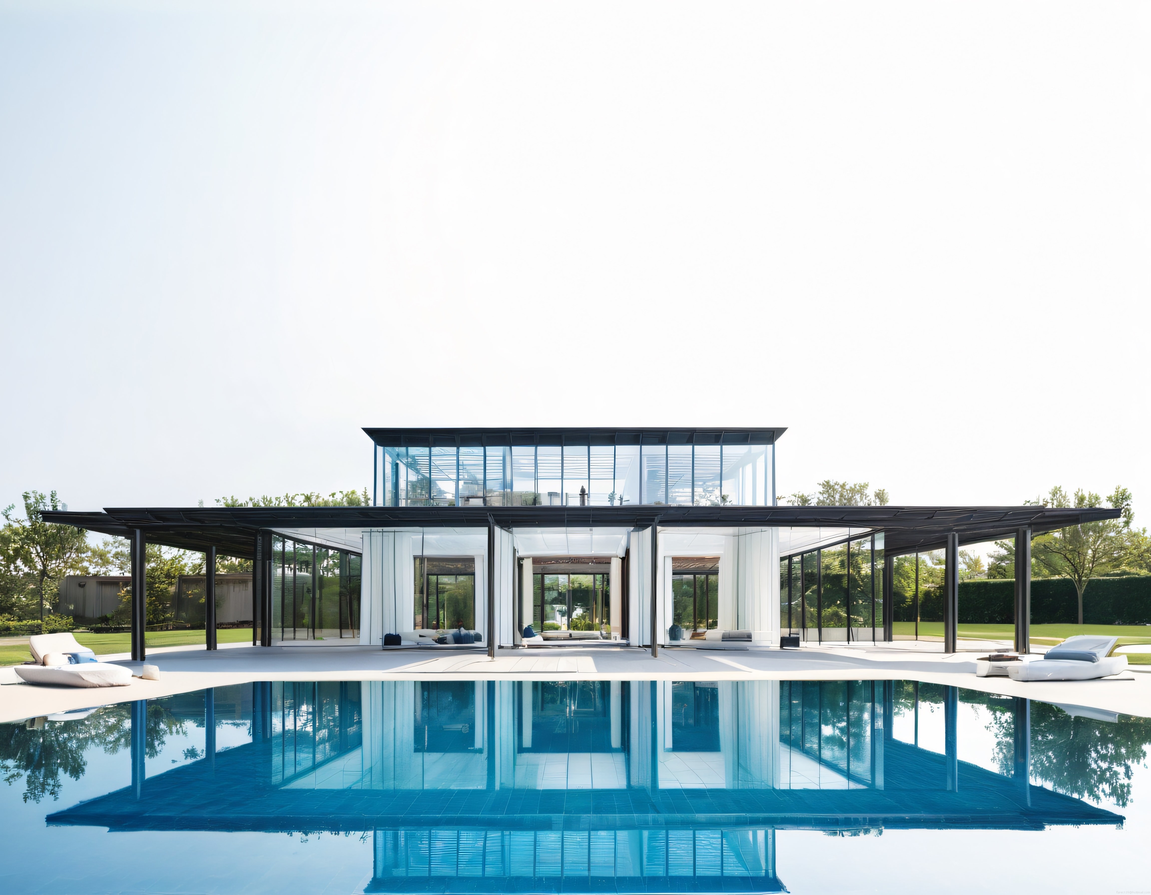 Doğa İçinde Cam ve Çelikle Tasarlanmış Modern Lüks Villa ile Yansıma Havuz