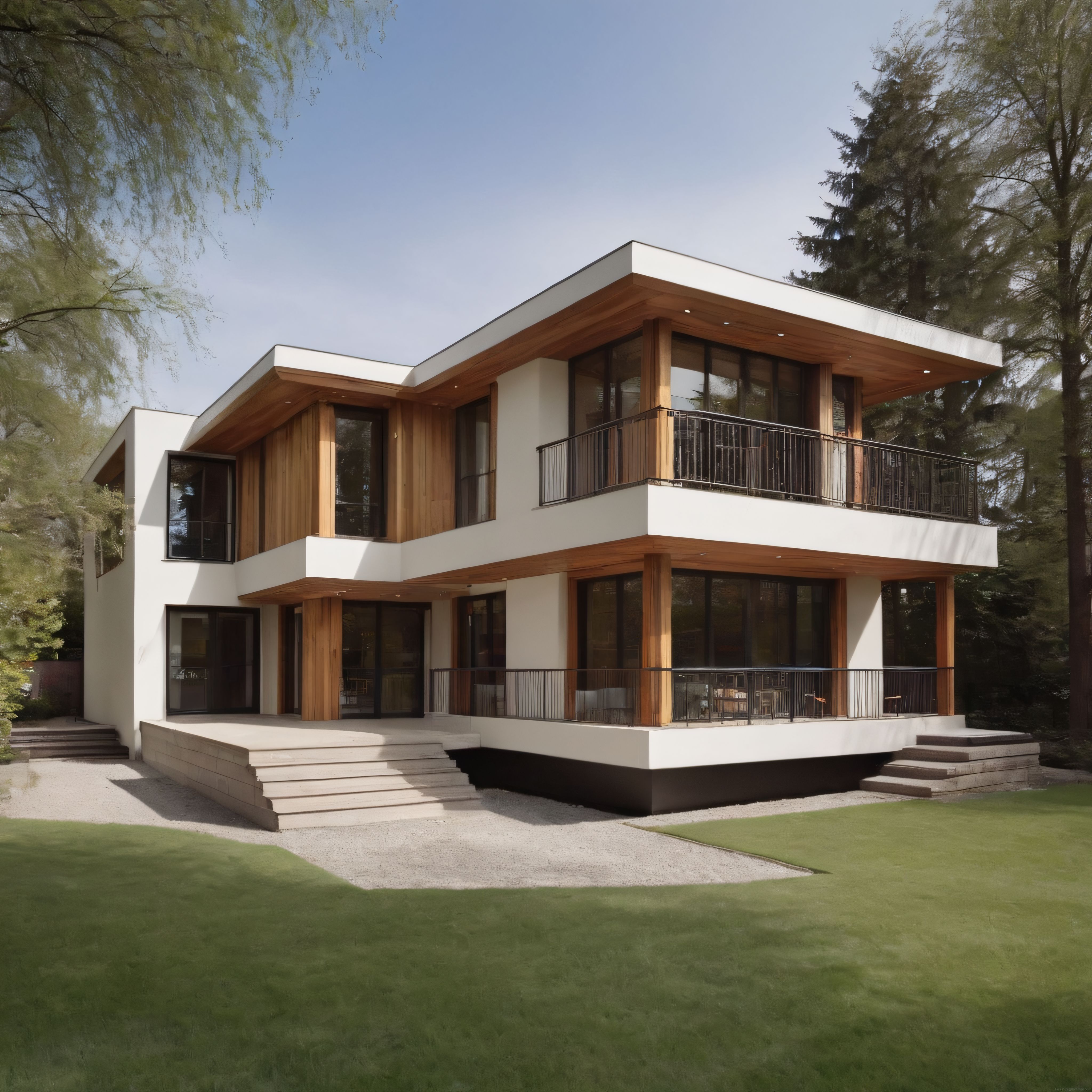 doğa içinde modern ahşap ve beton villa: minimalist lüks mimari