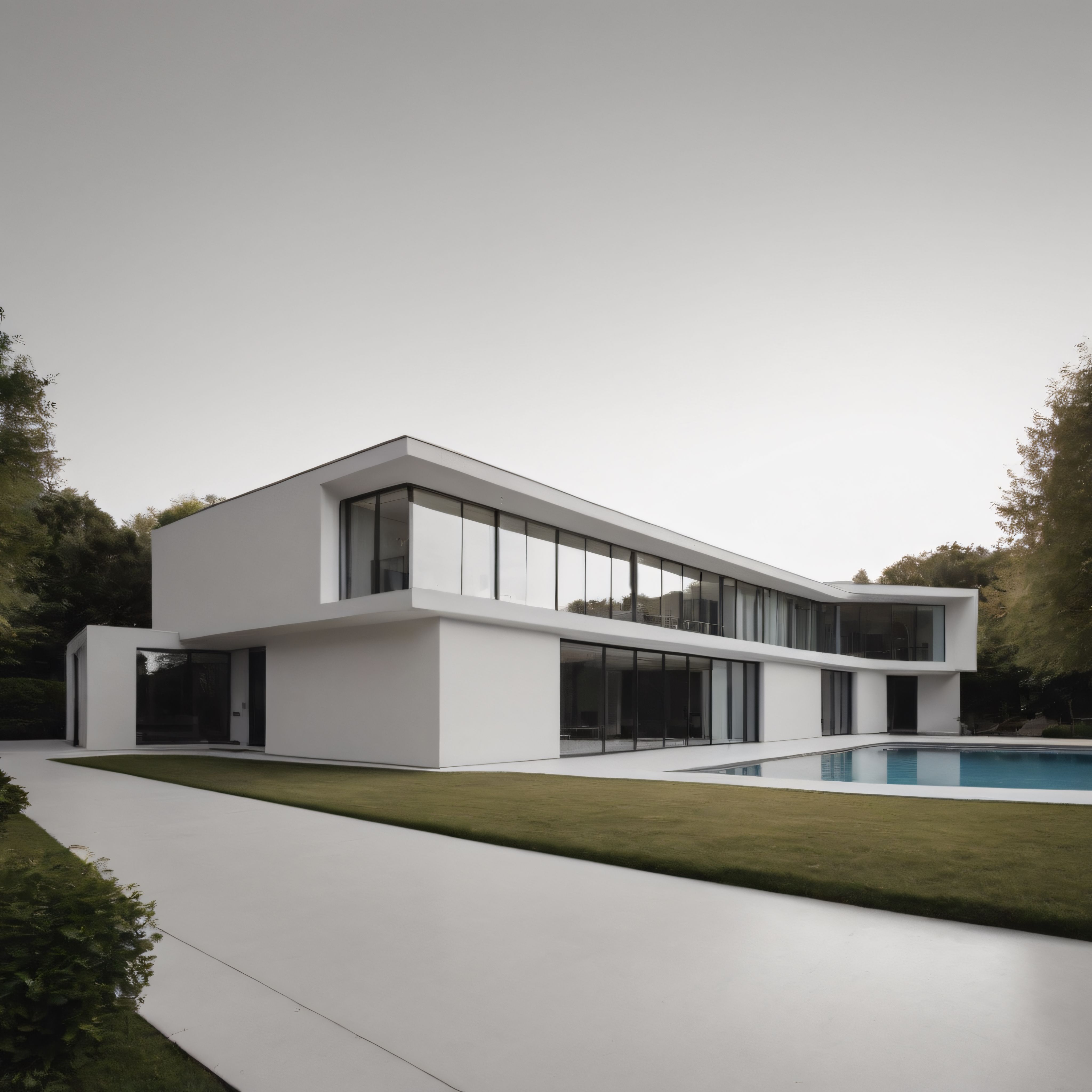 Doğa İçinde Modern Beyaz Villa: Minimalist Mimari ve Sonsuz Havuz Ahengi