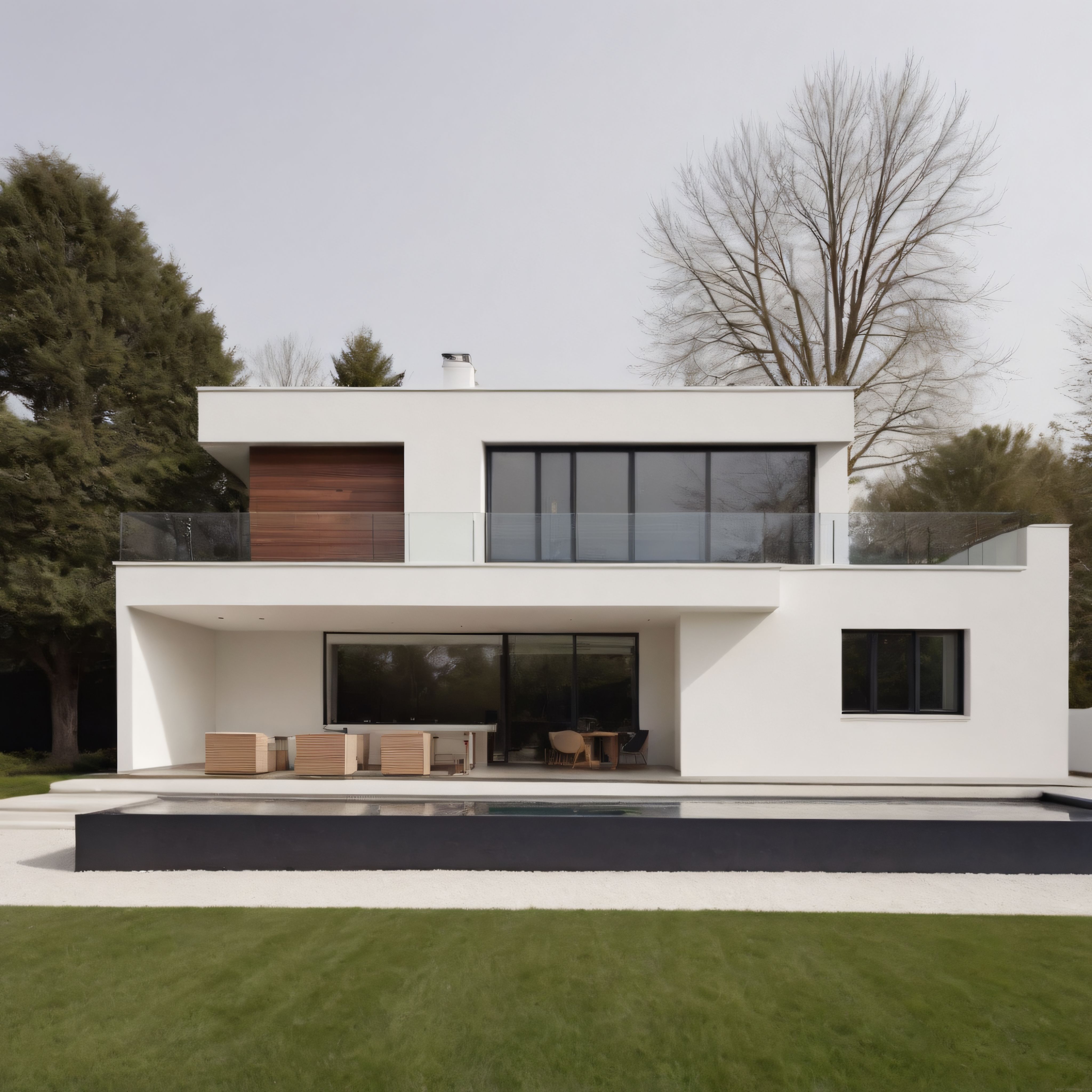 Doğa İçinde Modern Beyaz Villa ve Sonsuzluk Havuzlu Minimalist Mimari