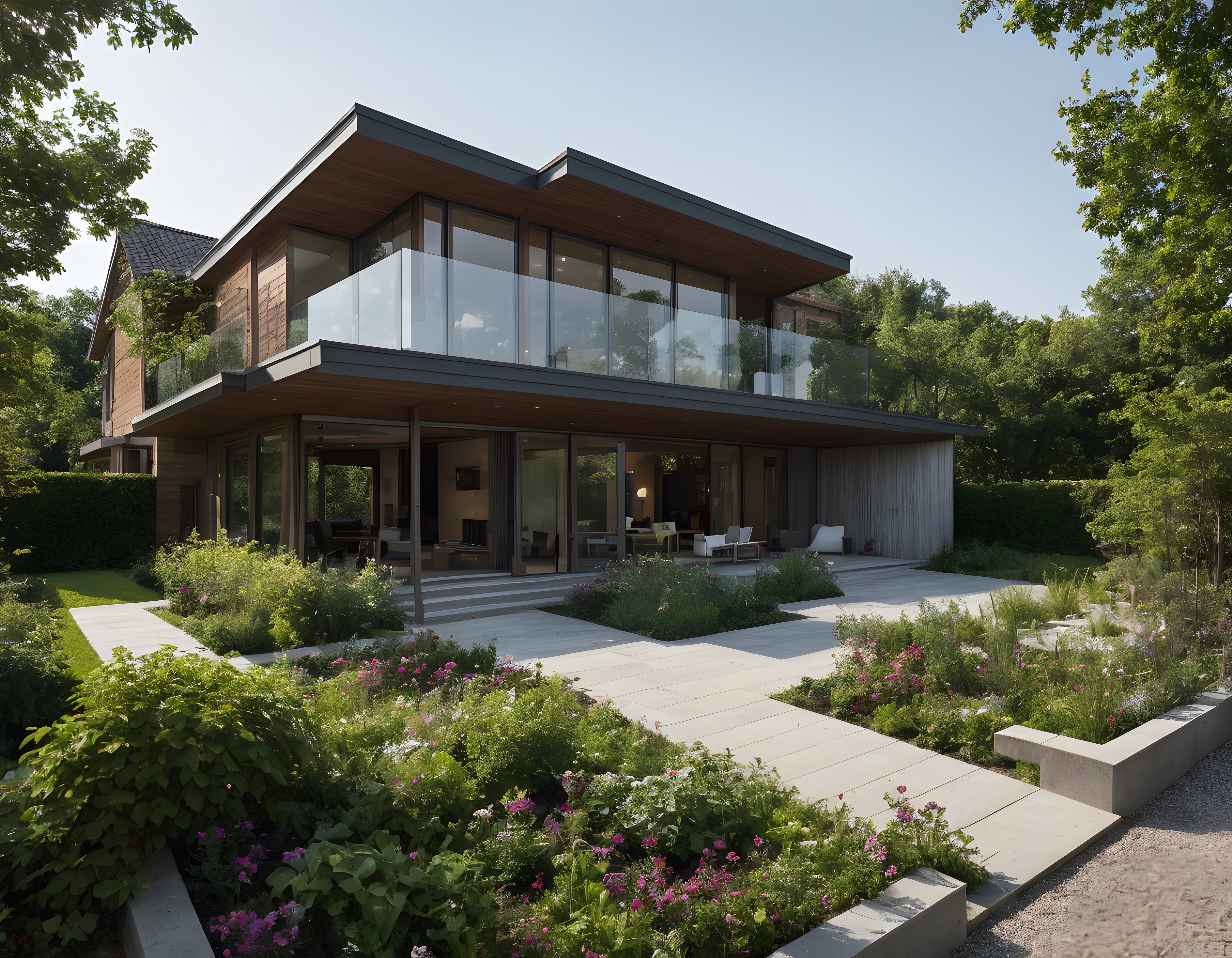 Doğa İçinde Modern Cam ve Ahşap Detaylı Lüks Villa Mimari Tasarım