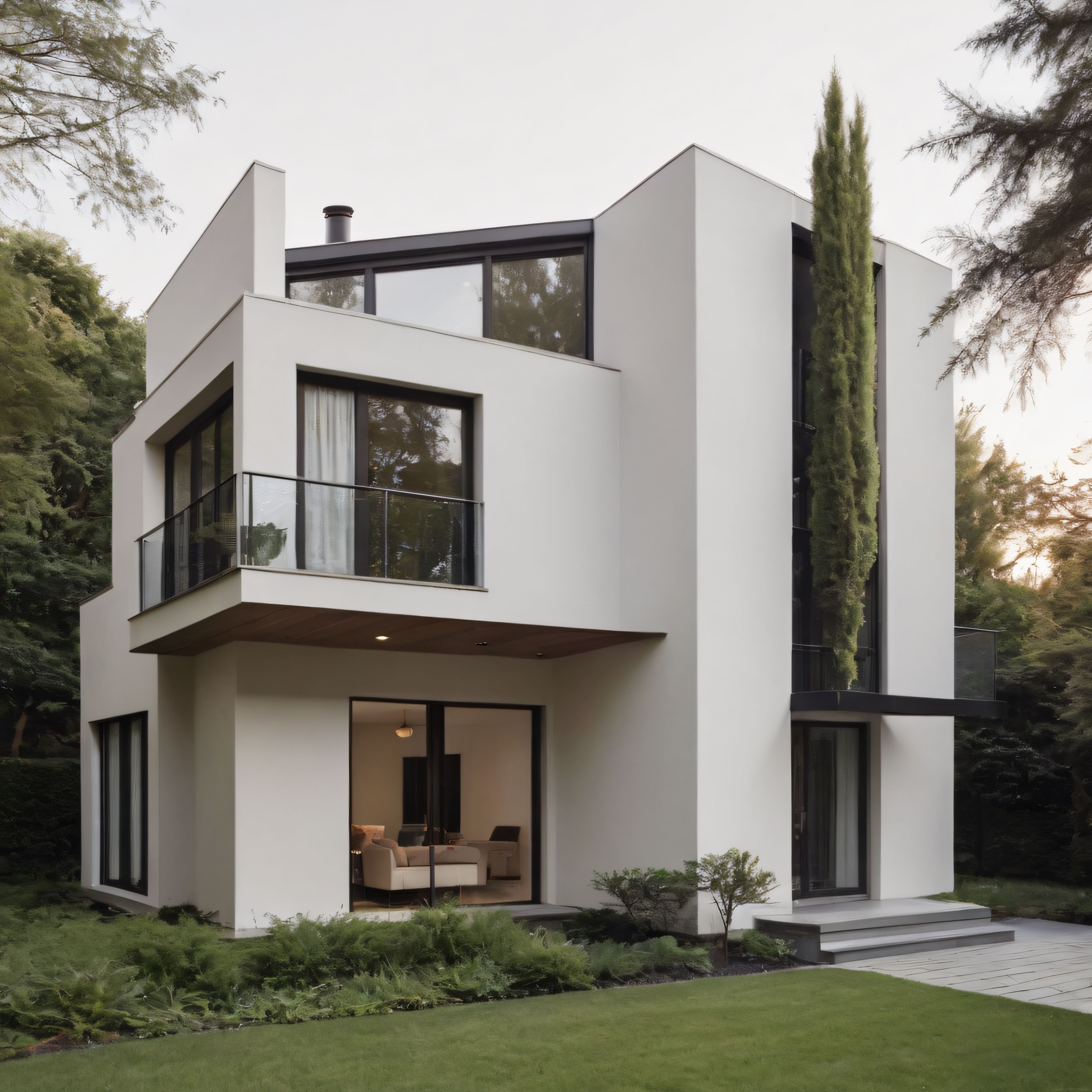 Doğa İçinde Yer Alan Modern ve Minimalist Beyaz Villa Tasarımı