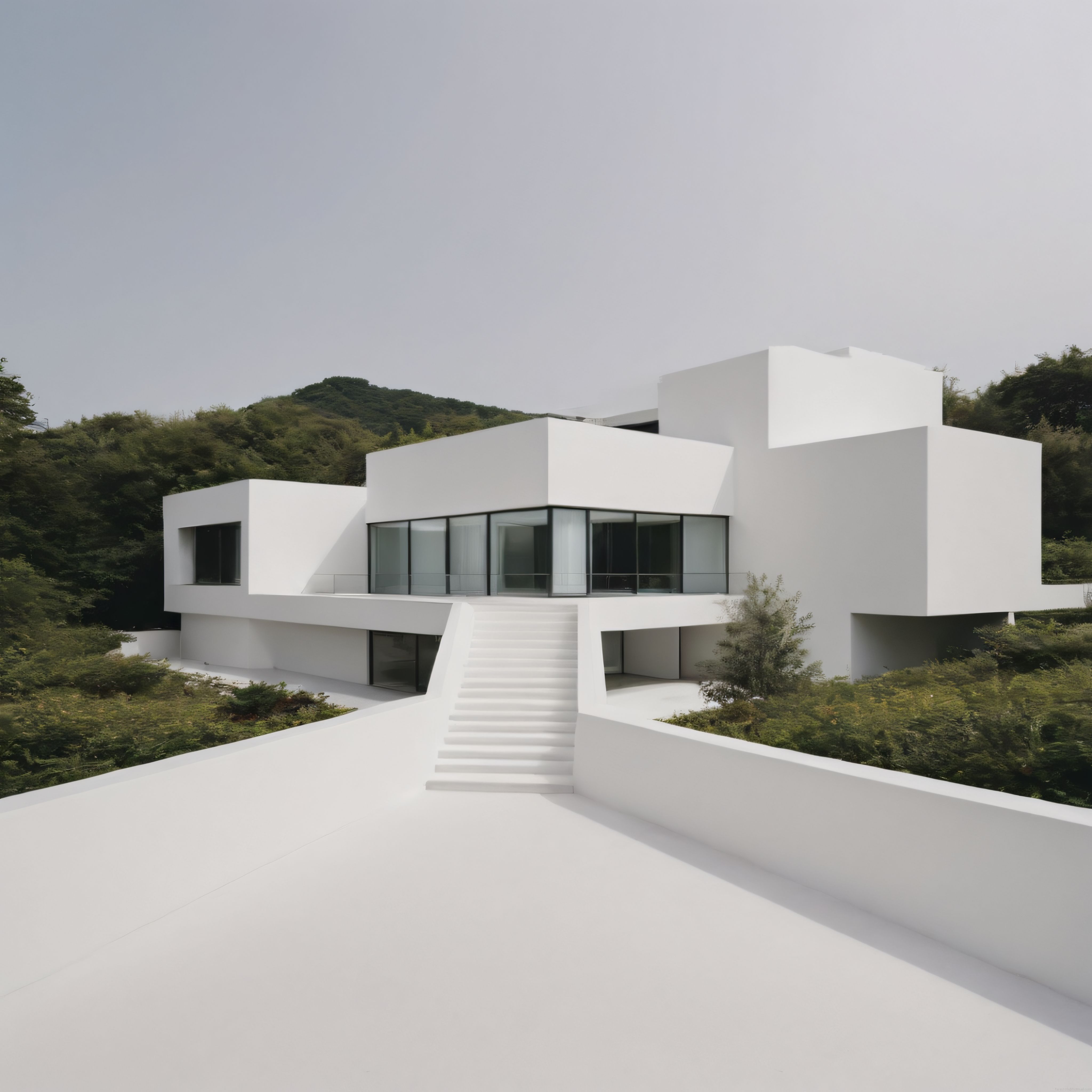 Doğa İçindeki Beyaz Kübik Villa: Modern Minimalist Mimari Örneği