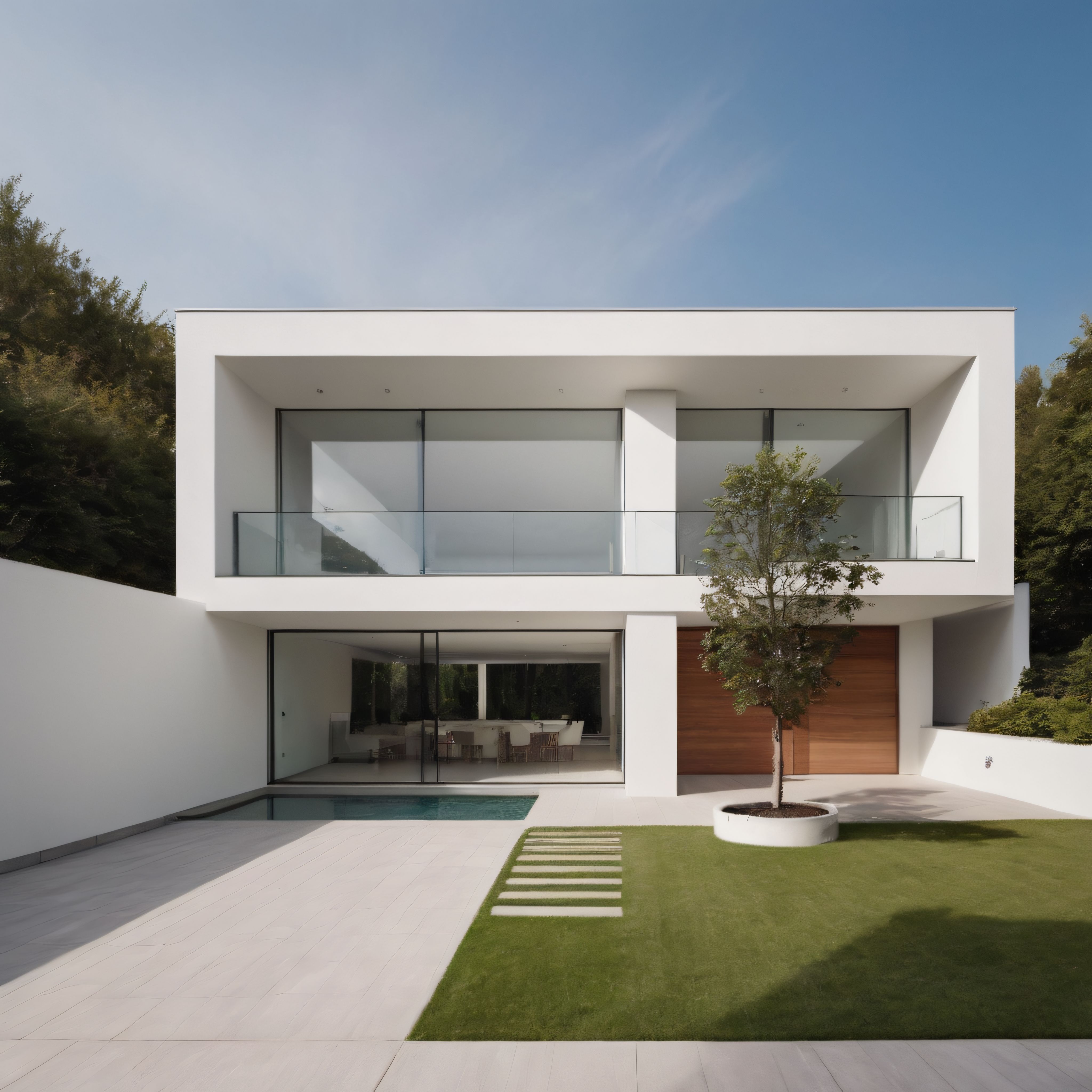 Doğa İçindeki Modern Minimalist Villa: Beyaz Beton, Cam ve Ahşap Detaylar