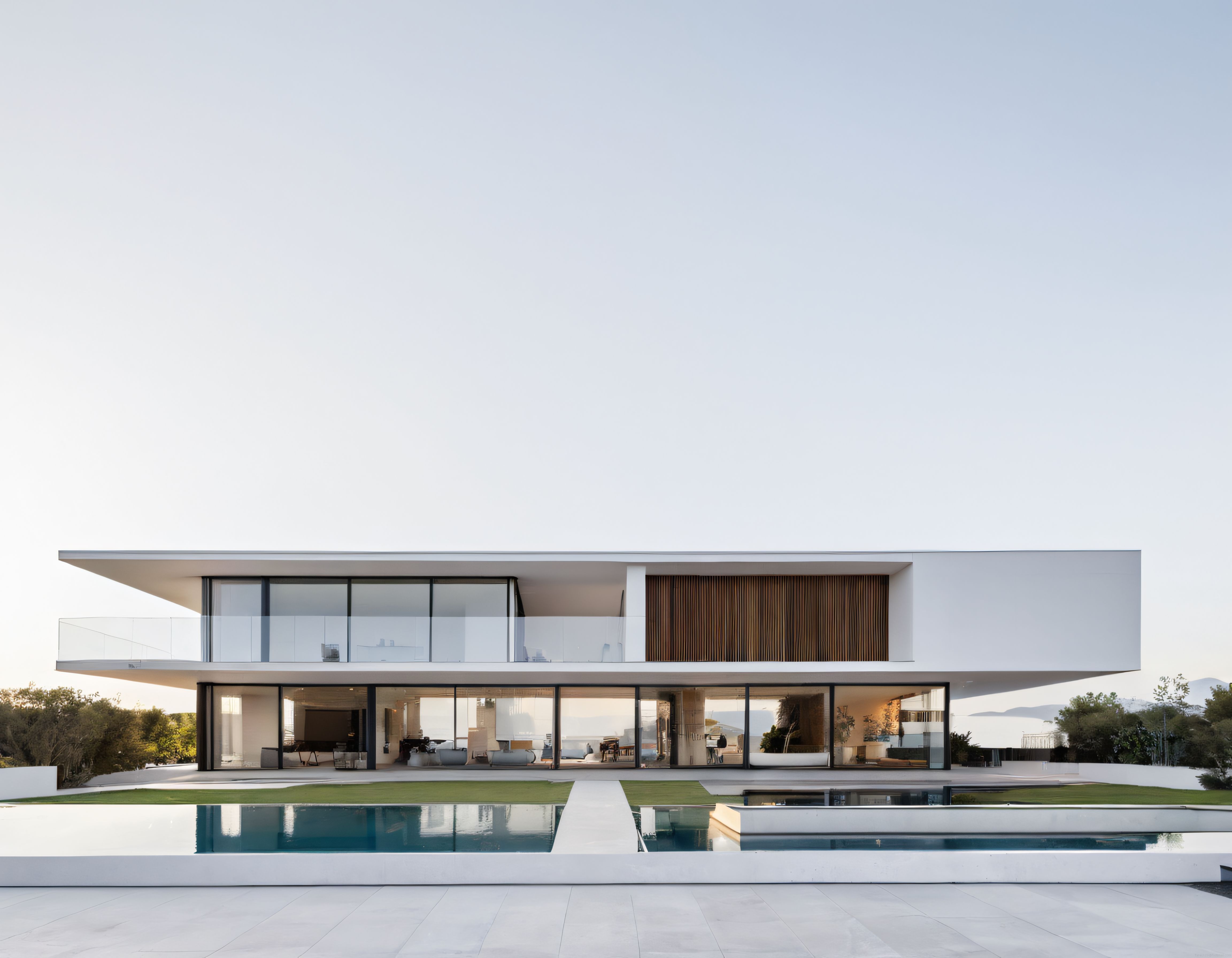 Doğa ile Bütünleşen Modern Villa: Geniş Cam Cephe, Minimalist Çizgi ve Havuz