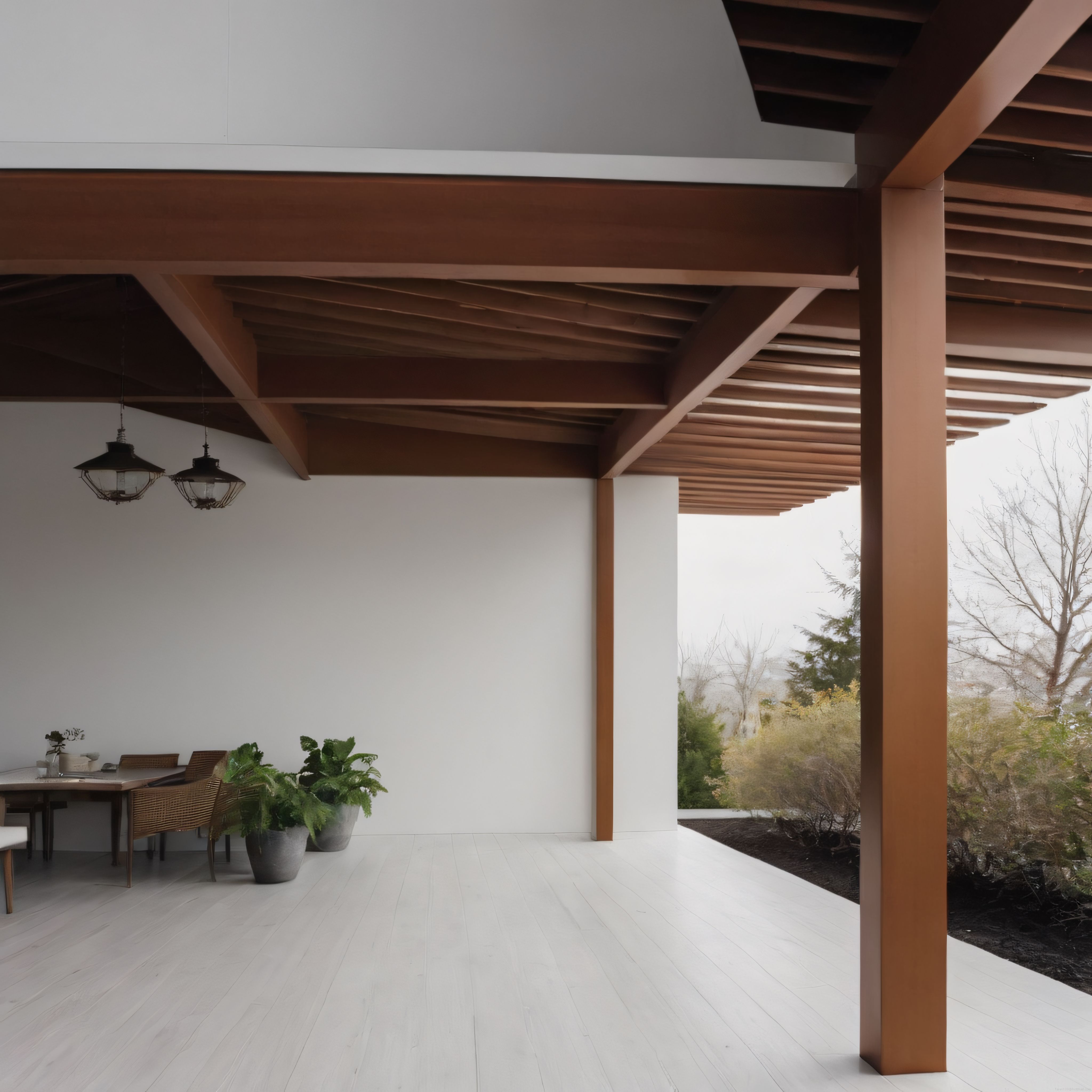 Doğa ile İç İçe Modern Teras: Ahşap Pergola ve Minimalist Dekorasyon