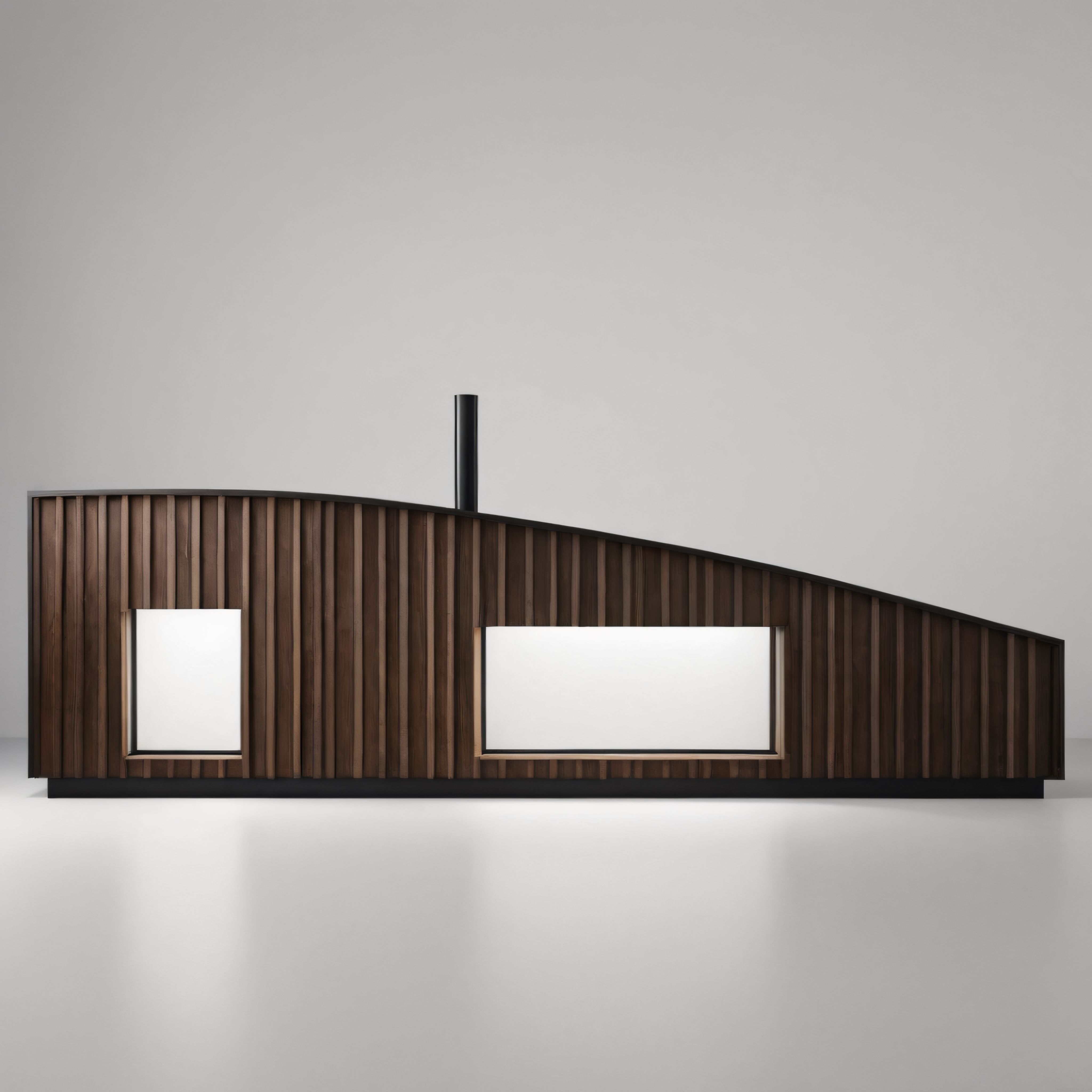 Doğal Ahşap Dış Cepheli Eğimli Çatılı Ultra Modern Minimalist Konut Tasarımı